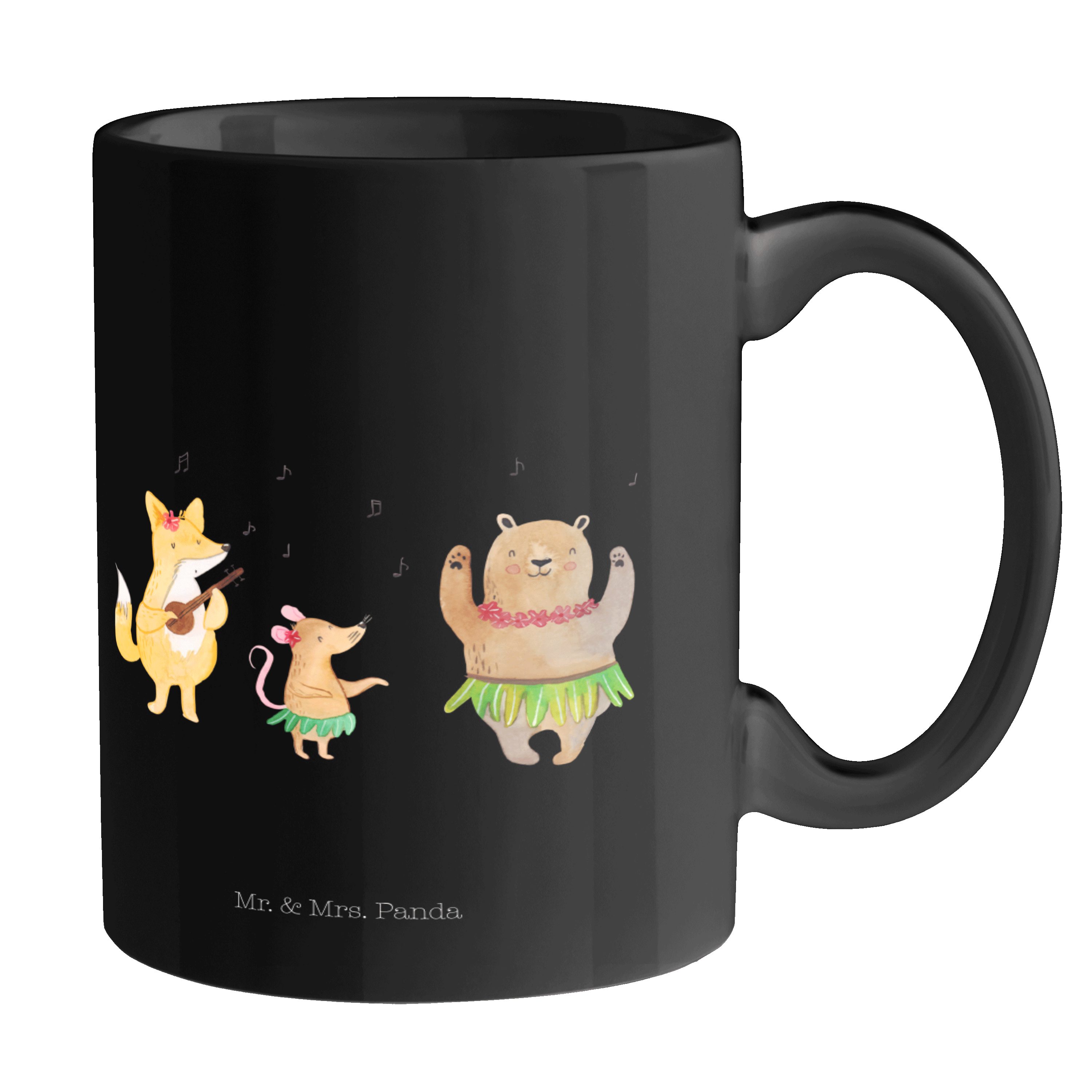 Mr. & Mrs. Panda Tasse Waldtiere Aloha - Schwarz - Geschenk, Becher, Tasse, Keramiktasse, Ka, Keramik Schwarz