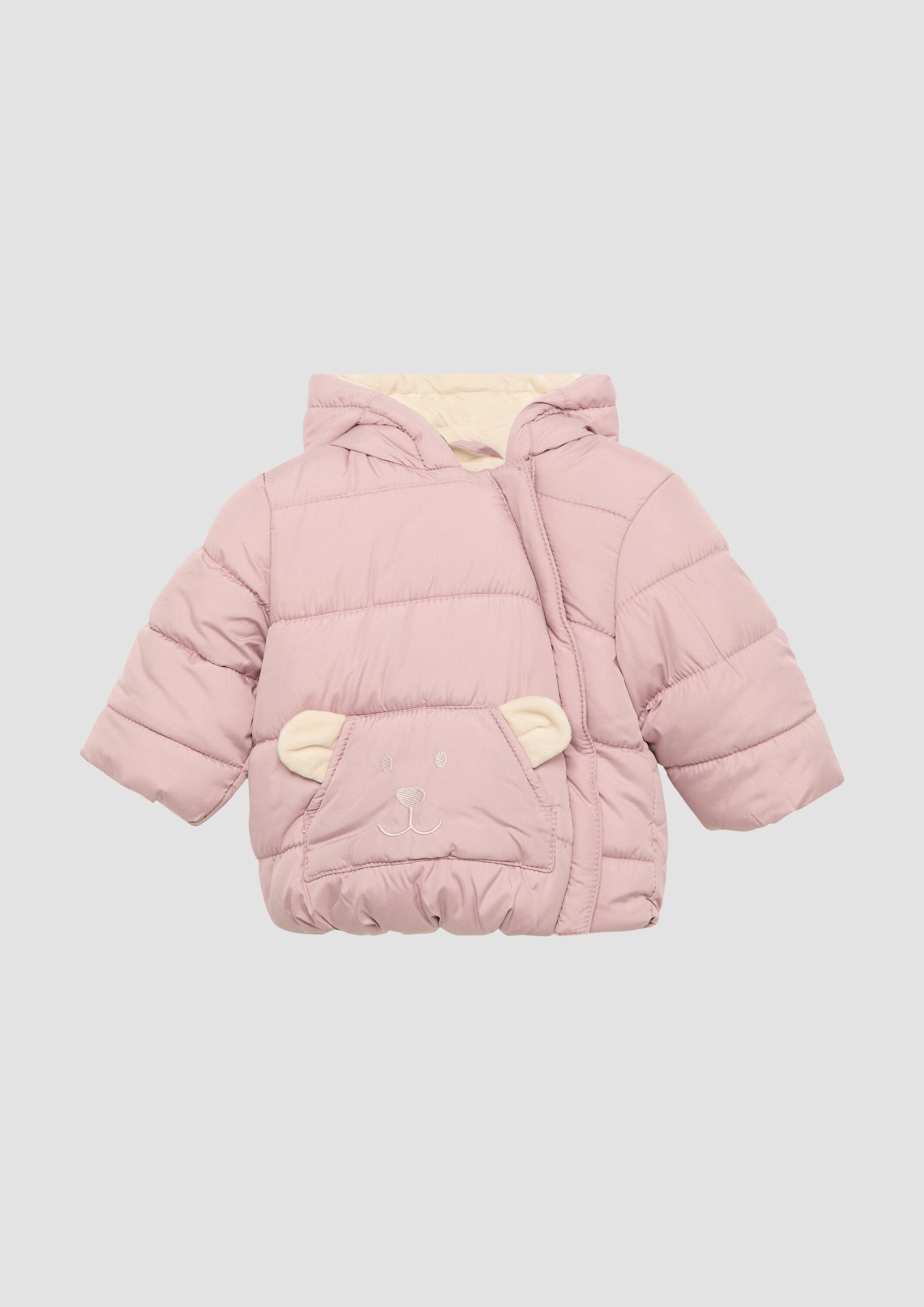 s.Oliver Winterjacke Outdoor-Jacke Wattierte Jacke mit Fleece-Futter und Bären-Motiv