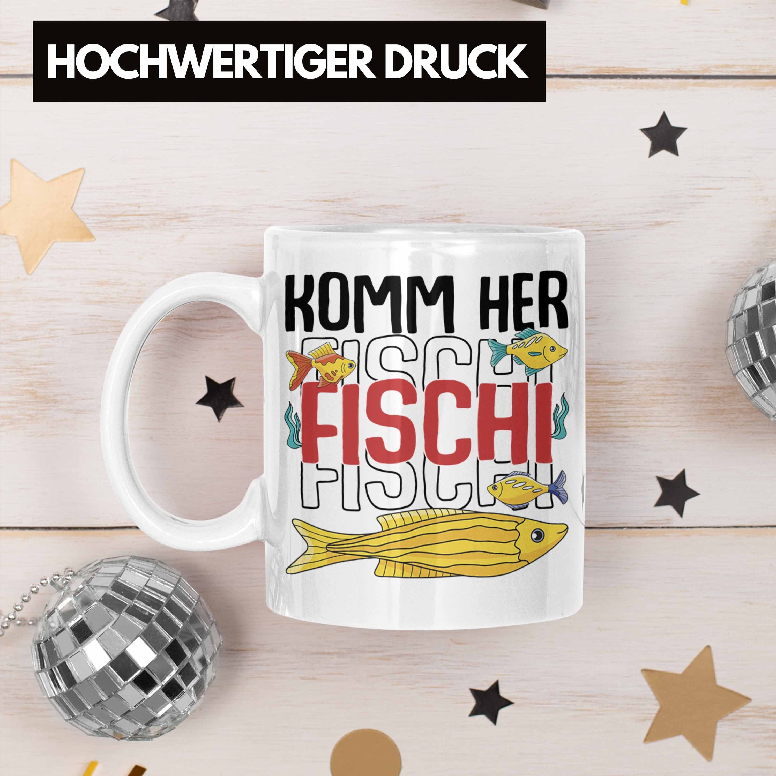 Fischi - Kaffeetasse Weiss Geboren Geschenk Herr Fischer Zubehör zum Angeln Tasse Angeln Angler Komm Tasse Trendation Trendation Hobbyangler