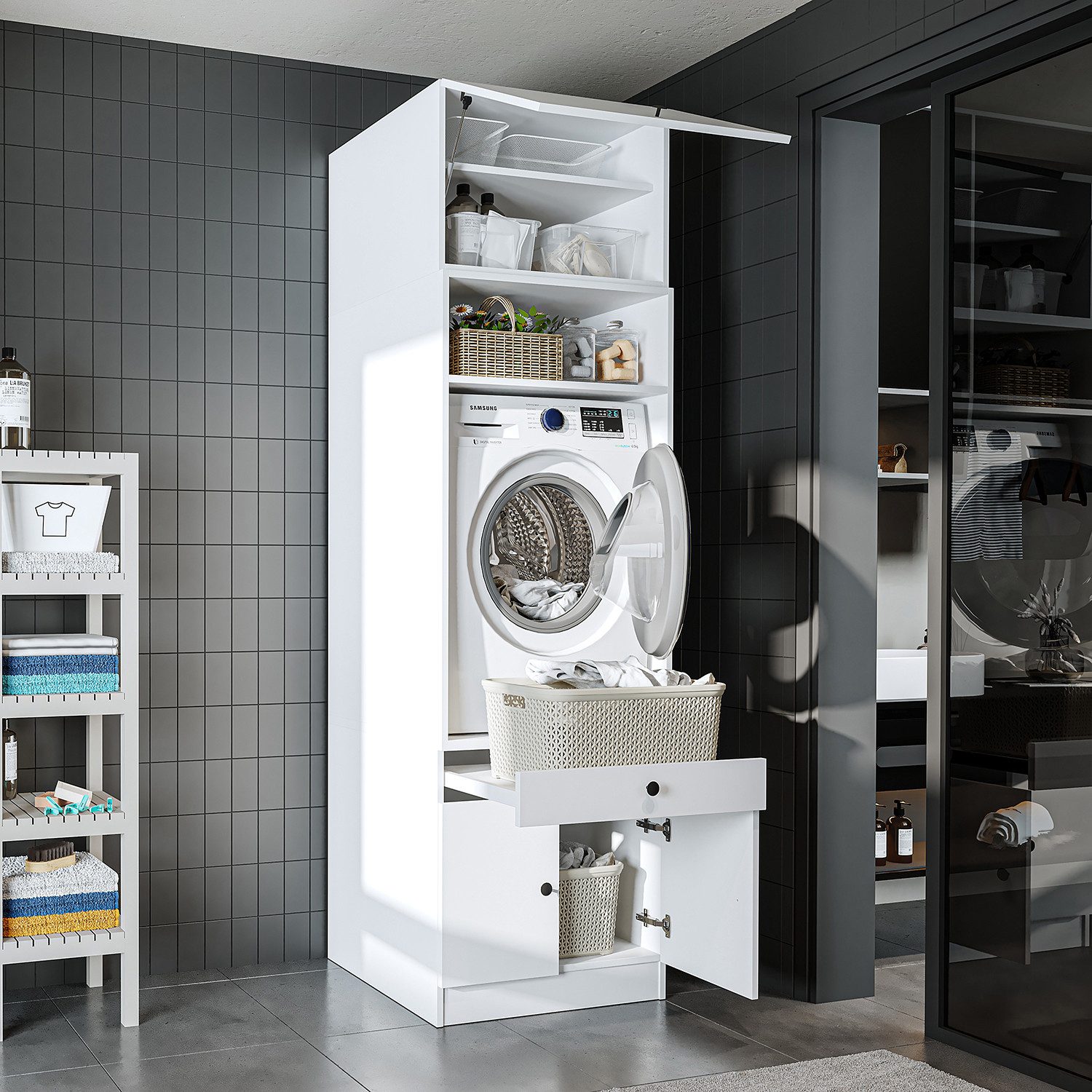 Roomart Waschmaschinenumbauschrank (Waschmaschinenschrank mit Schrankaufsat günstig online kaufen