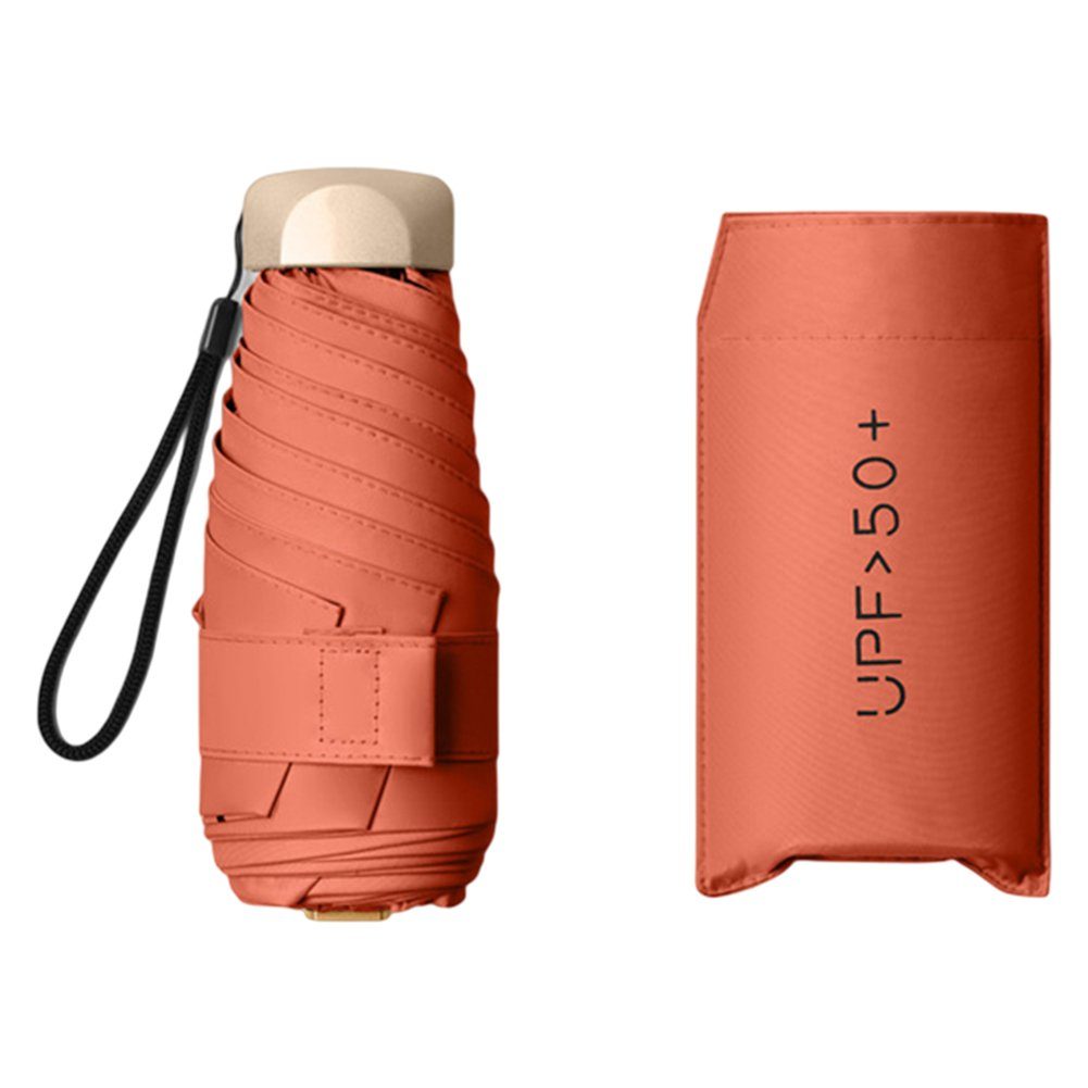 Top-Verkaufskraft Blusmart Taschenregenschirm Mini-Sonnenschirme Mit Fünf Tragbare Taschenschirme Falten, orange Für