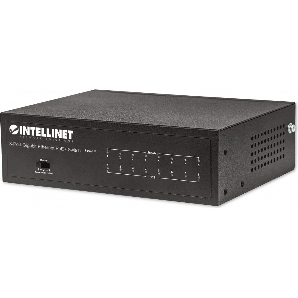 Intellinet Intellinet PoE+ 8-Port Switch für Stromversorgung. WLAN-Router, Effiziente Stromversorgung