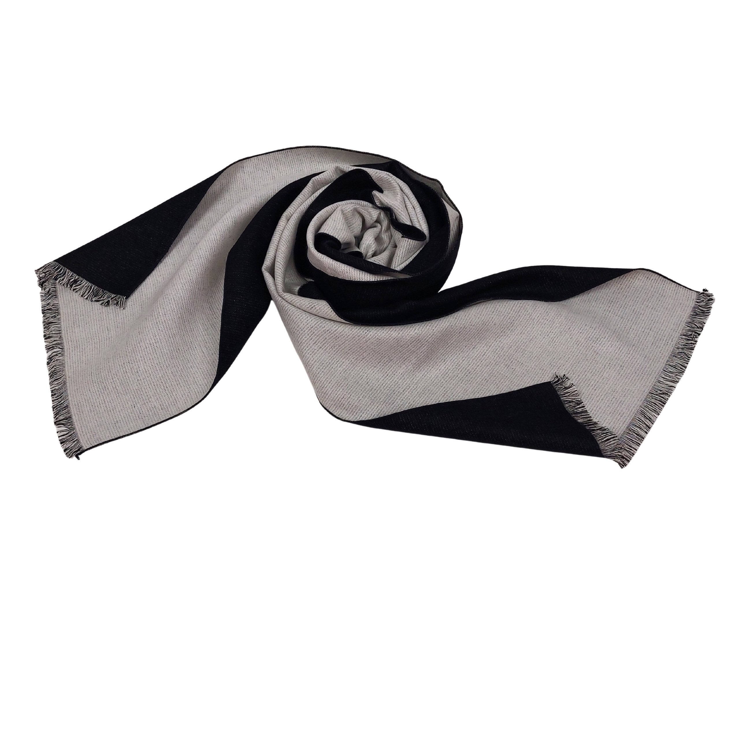 TINITEX Seidenschal Winterschal Schal Seidenflanell zweifarbig (schwarz + Farbe)