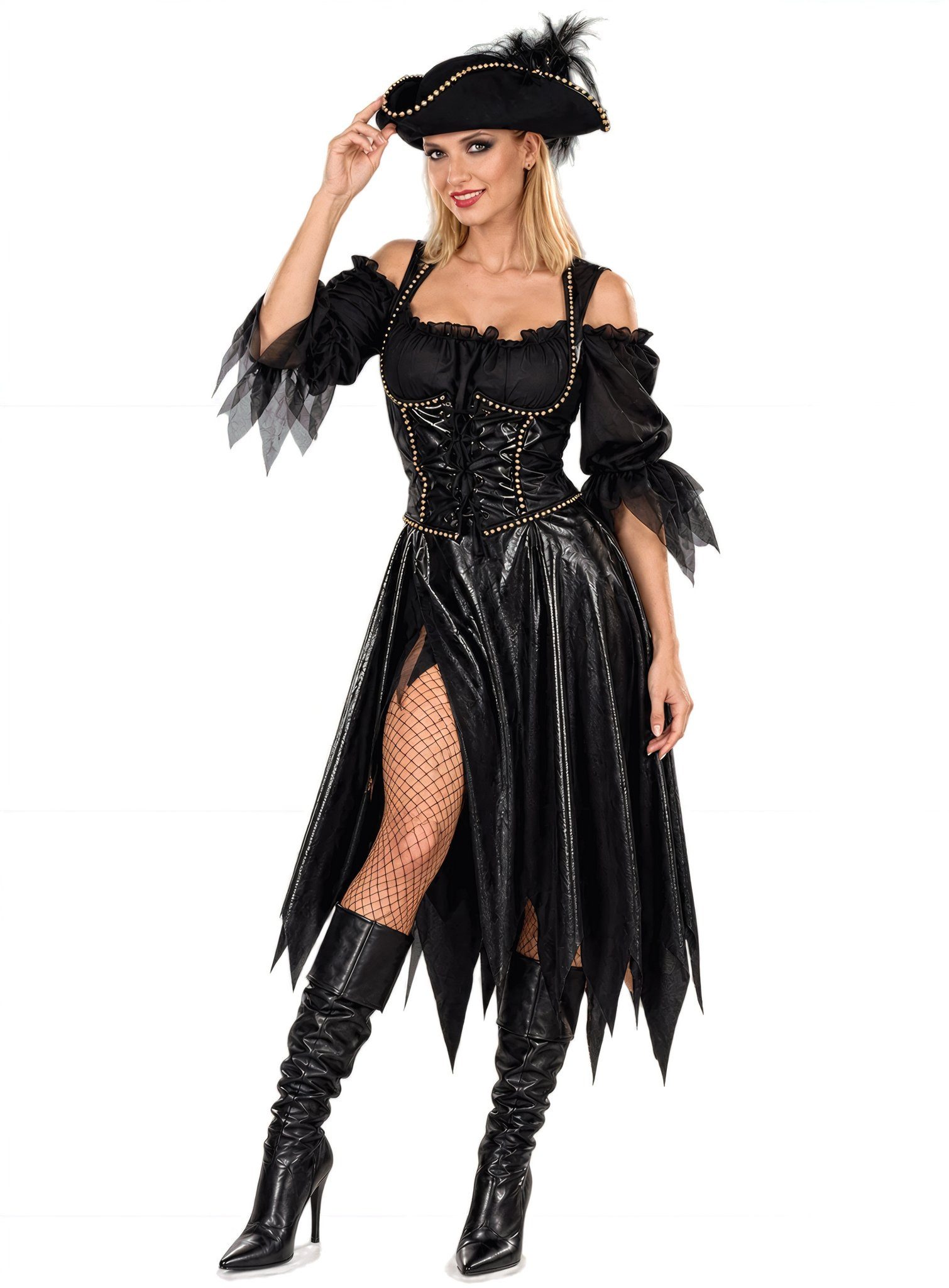 Metamorph Piraten-Kostüm Piratin Kostüm Kleid - Karneval Faschingskostüm, Die 'Black Pearl' in Kostümform