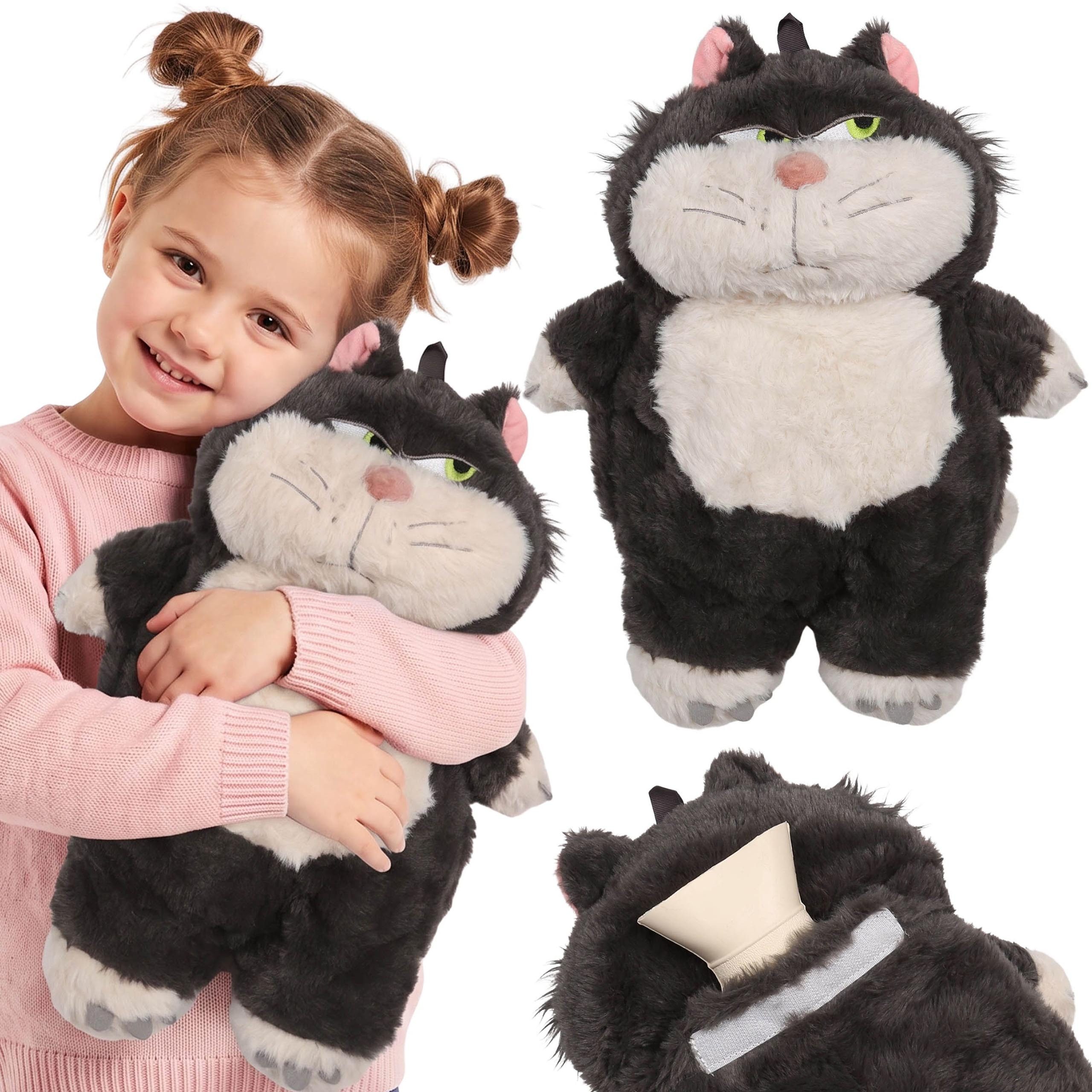Sarcia.eu Wärmflasche DISNEY Katze Luzifer Wärmflasche 750 ml mit WEICHEM Plüschbezug