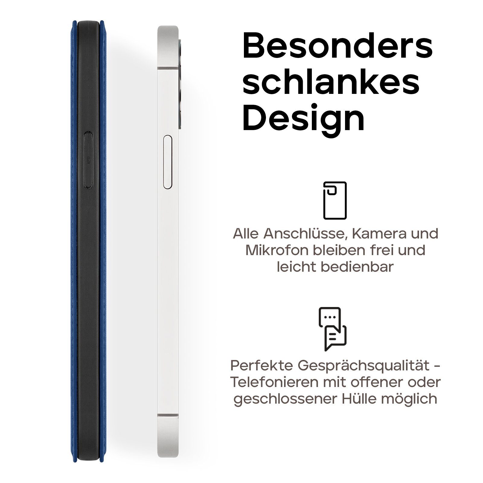 wiiuka Handyhülle suiit Hülle für iPhone 14 Pro, Klapphülle Handgefertigt - Deutsches Leder, Premium Case