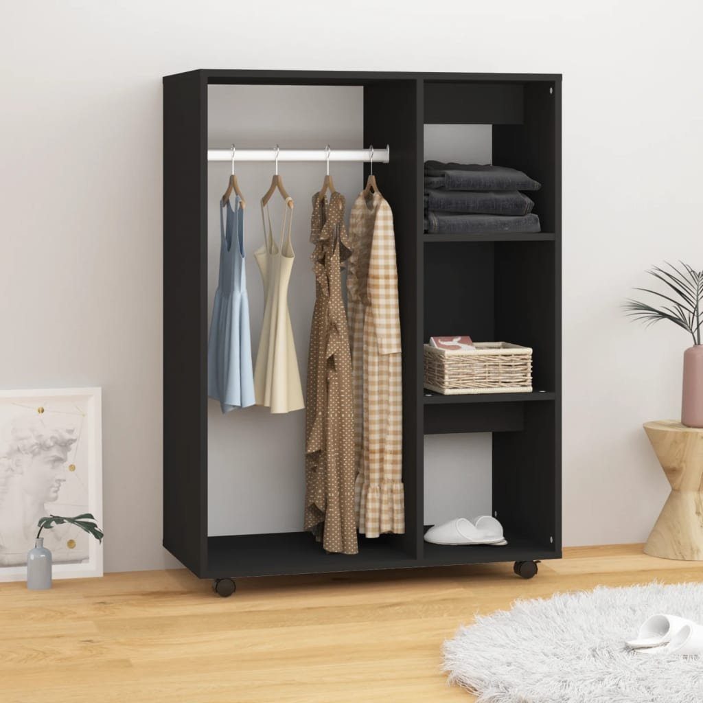 furnicato Kleiderschrank Schwarz 80x40x110 cm Holzwerkstoff