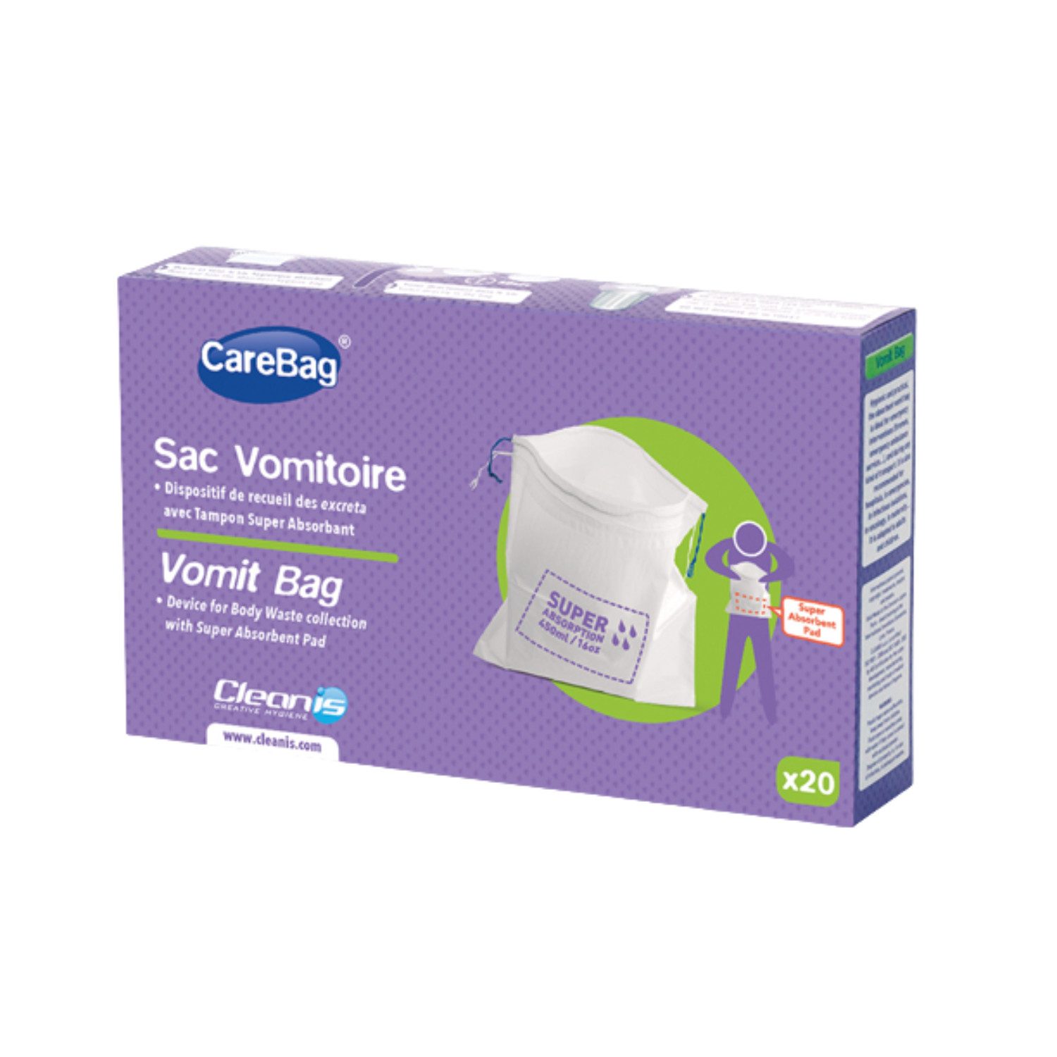 Sundo Homecare GmbH Spucktuch CareBag Brechbeutel mit Superabsorber, 20 Stück