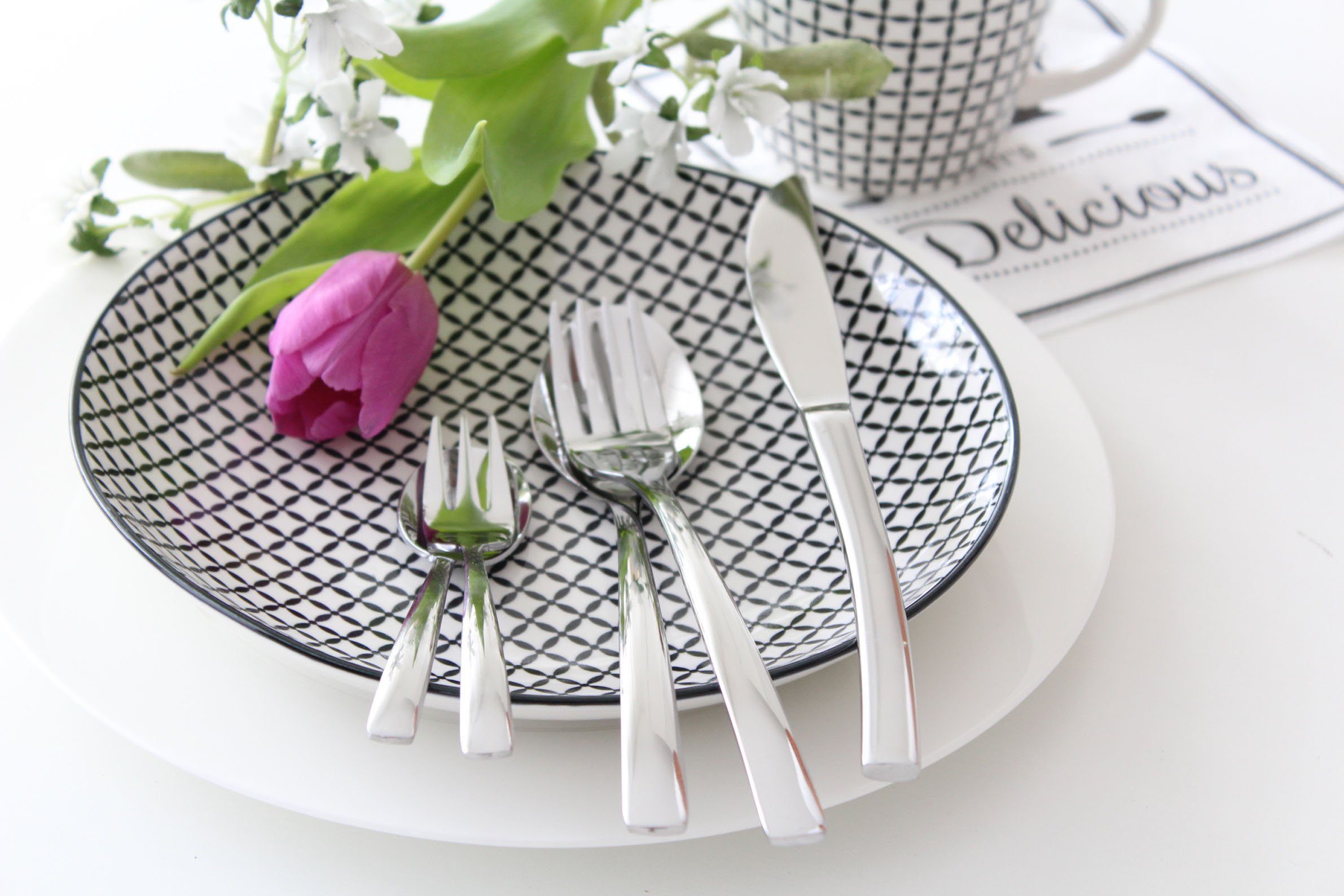 Mulex Besteck-Set Vermont (30-tlg), 6 Personen, Chromnickelstahl 18/10, chlichtes Design, stimmige Proportionen