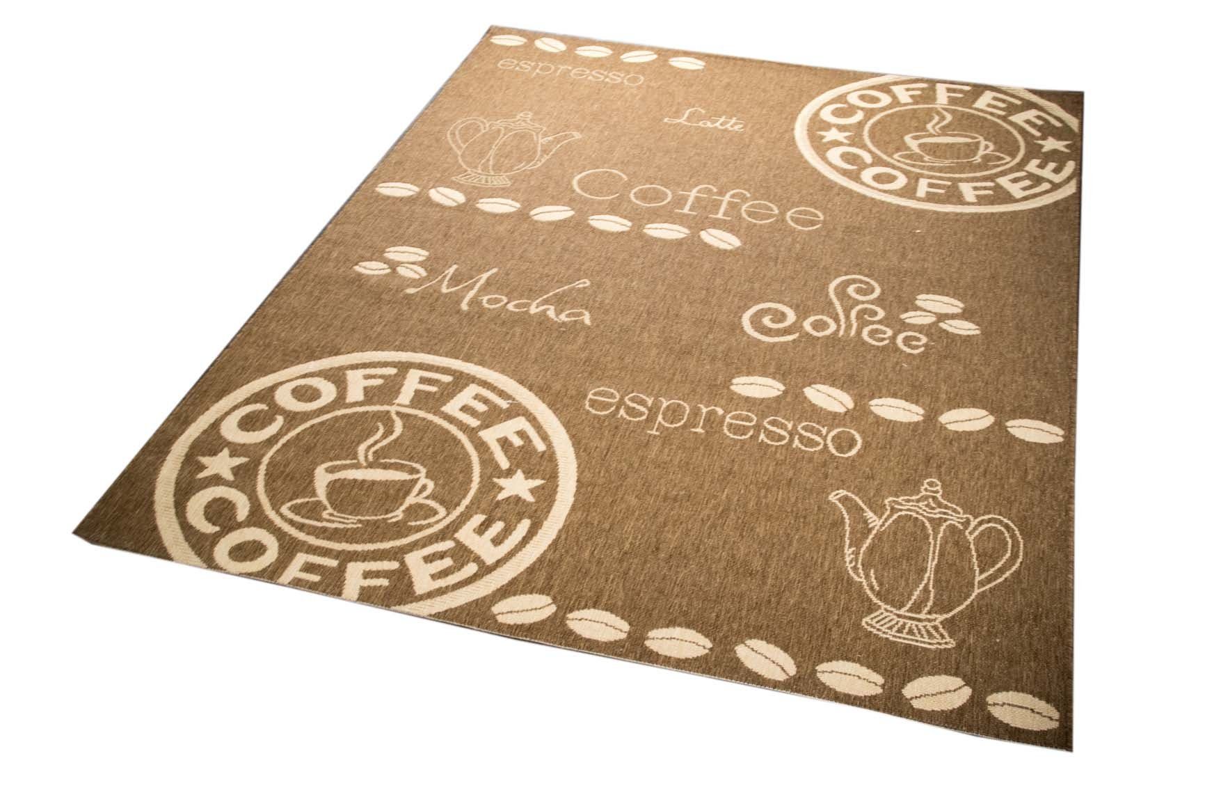 Küchenläufer Mocha flachgewebt Sisal 5 Teppich-Traum, Höhe: moderner Coffee Beige, mm Küchenteppich Outdoorteppich rechteckig, Espresso Braun