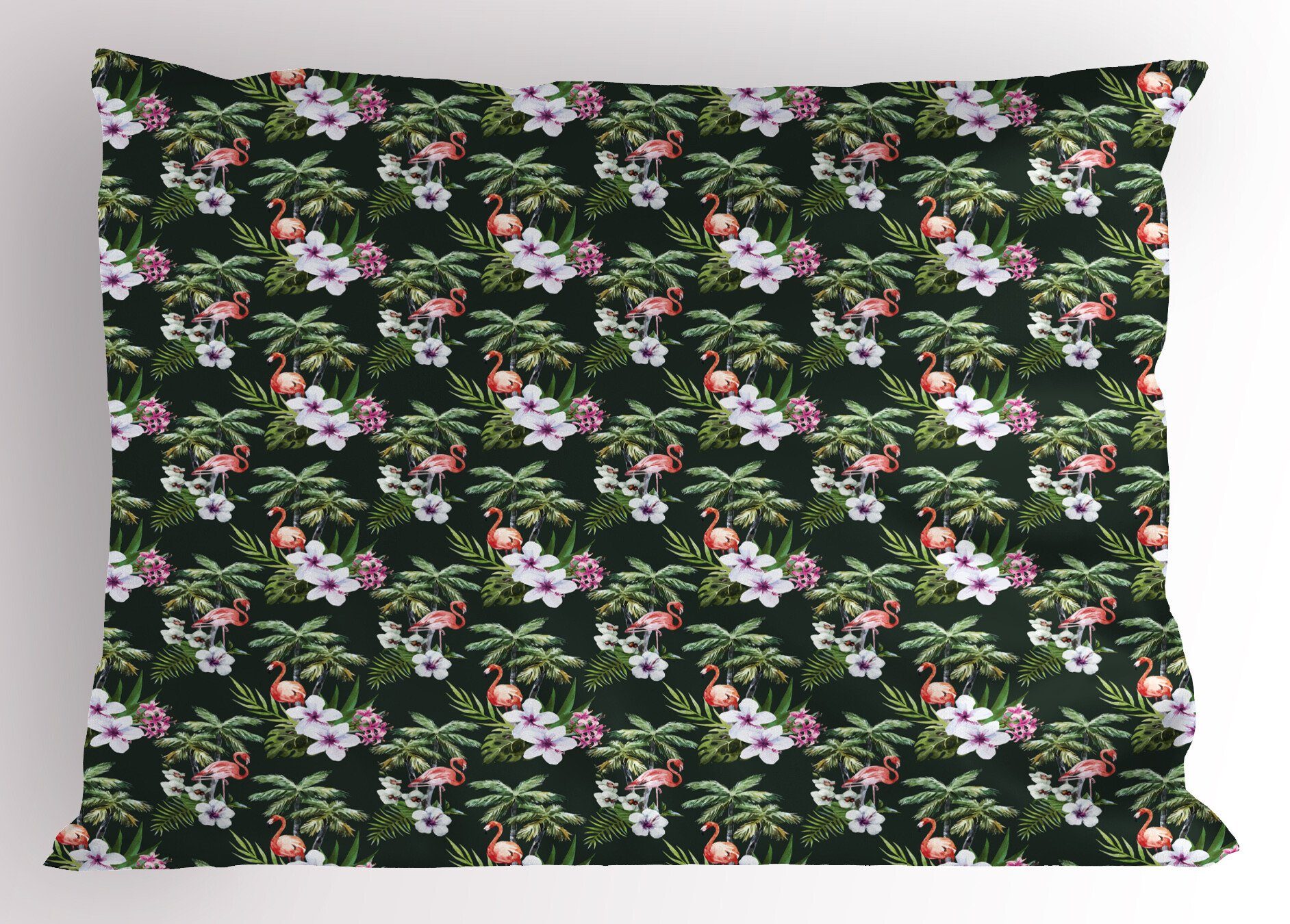 Kissenbezüge Dekorativer Standard King Size Gedruckter Kissenbezug, Abakuhaus (1 Stück), Tropisch Exotische Flamingo Blumenstrauß