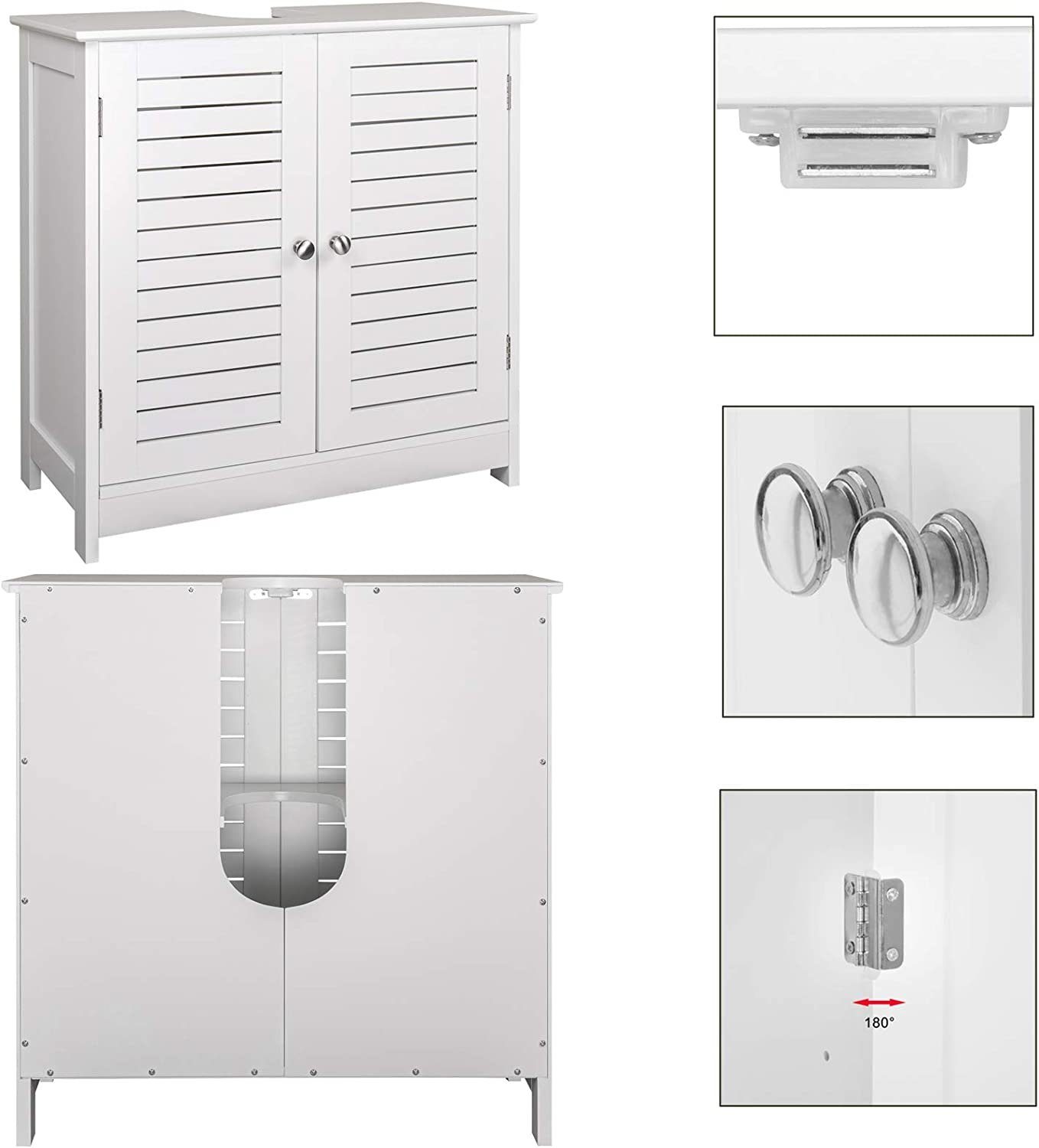EUGAD Waschbeckenunterschrank (1-St) Waschtisch 60x30x60 cm mit 2 Weiß Türe