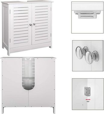 EUGAD Waschbeckenunterschrank (1-St) Waschtisch 60x30x60 cm mit 2 Türe Weiß