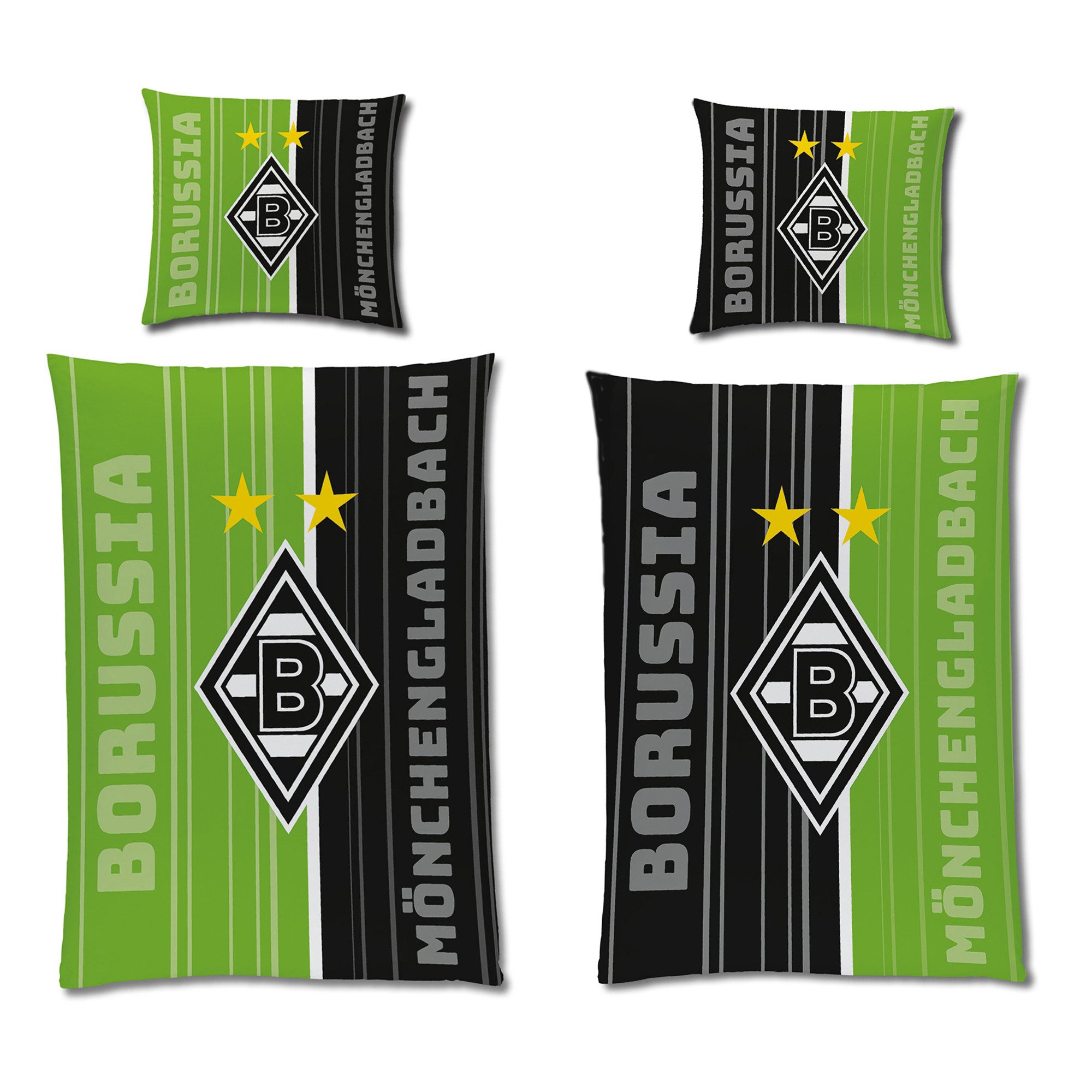 Wendebettwäsche Borussia Mönchengladbach Bettwäsche - Die Fohlen-Elf Linon / Renforcé, BERONAGE, 100% Baumwolle, 2 teilig, 135x200 + 80x80 cm