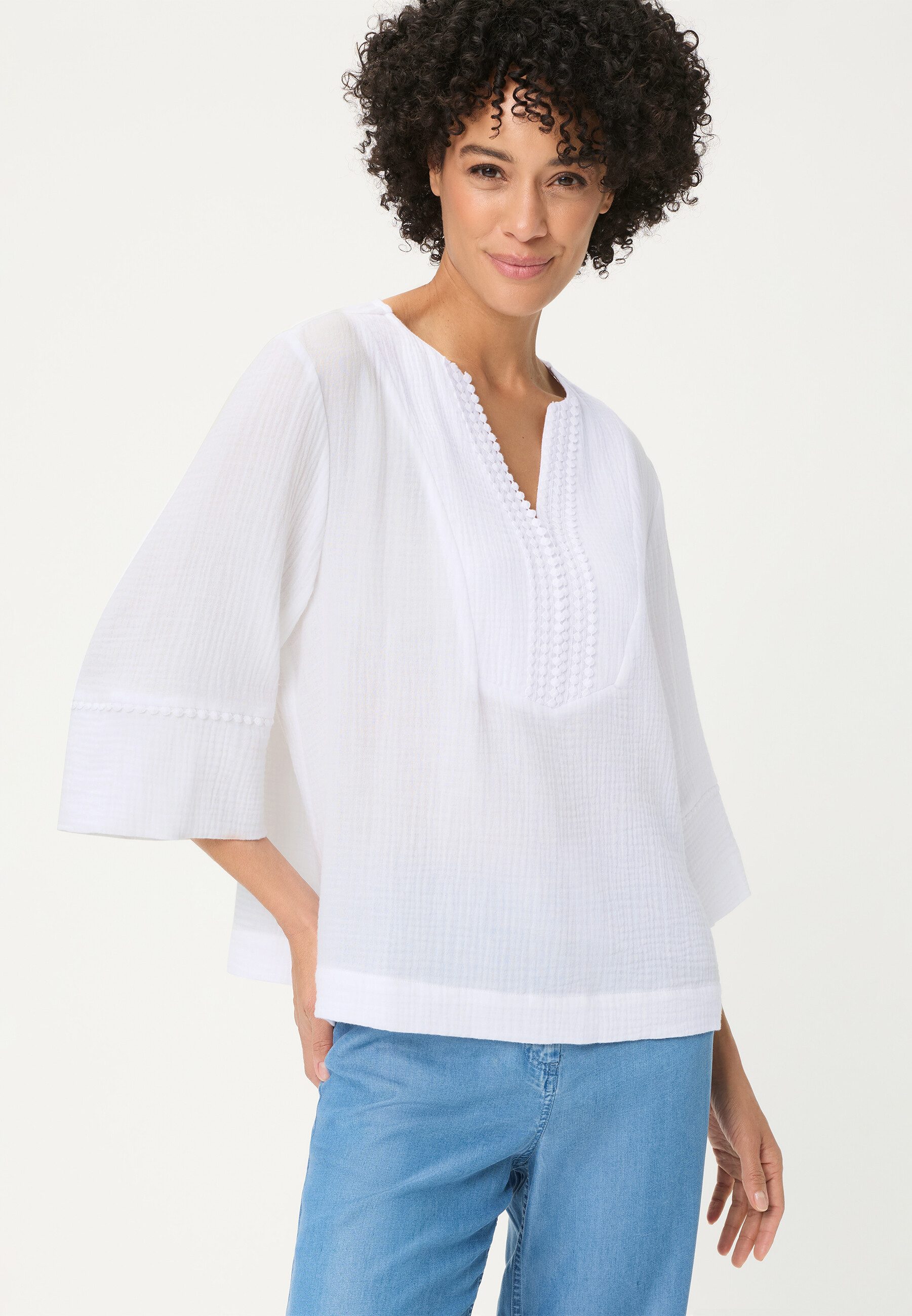Olsen Tunikashirt Bluse mit Tunika-Ausschnitt