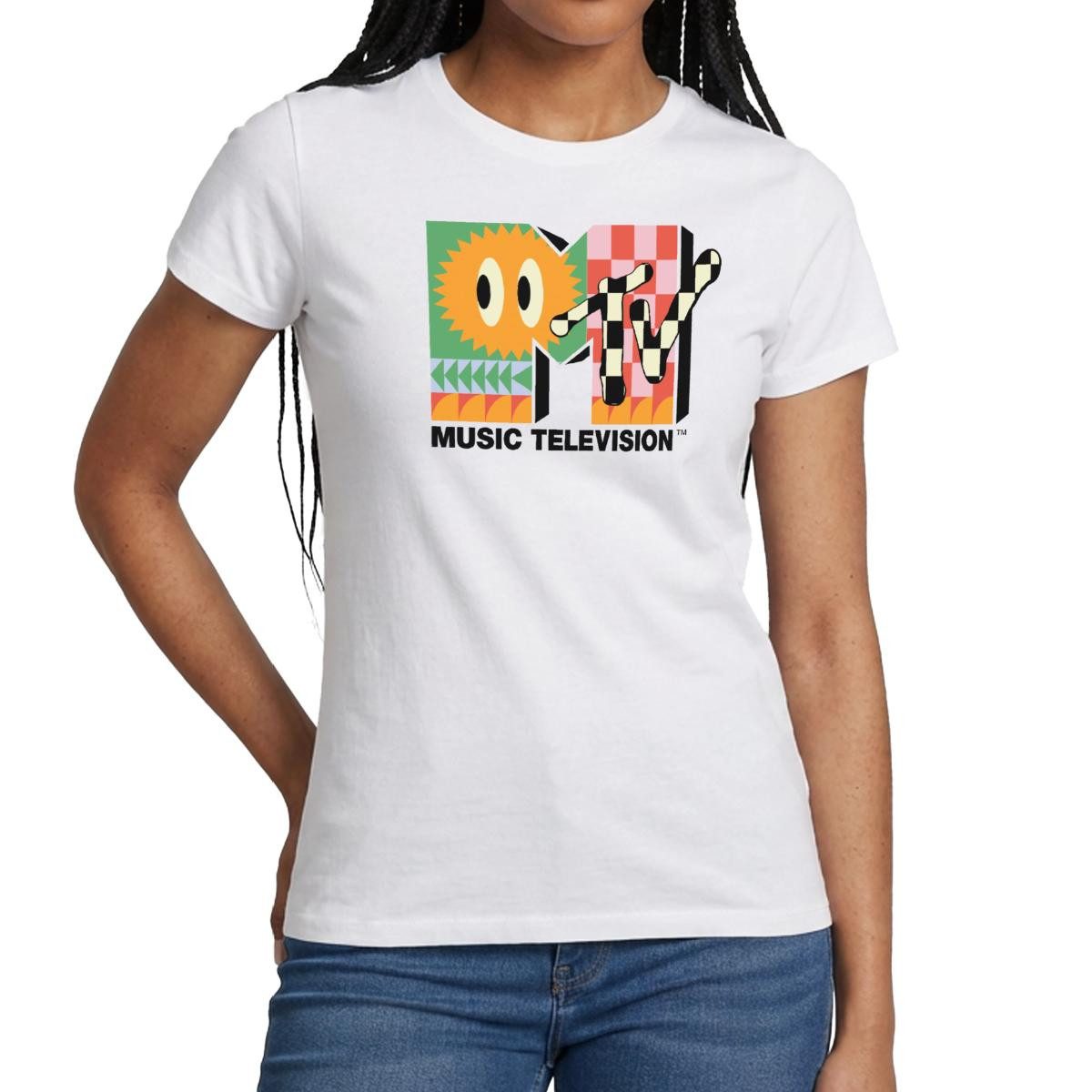 T-Shirt MTV Music Television Buntes Logo Mit Sonne Frauen T-Shirt