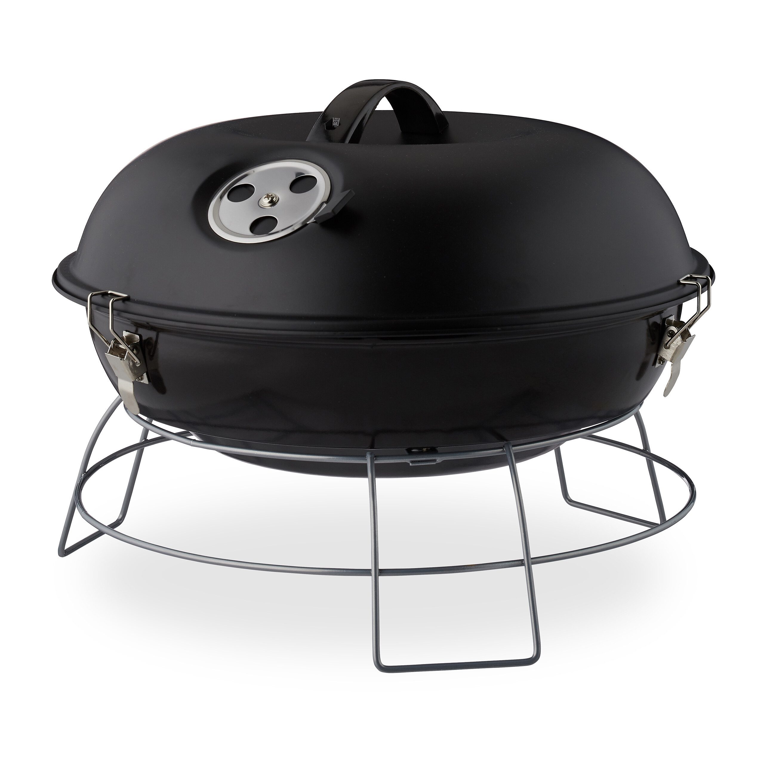 relaxdays Holzkohlegrill Kugelgrill tragbar, schwarz