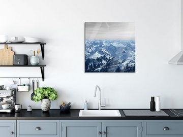 Pixxprint Glasbild Alpen mit Schneespitzen, Alpen mit Schneespitzen (1 St), Glasbild aus Echtglas, inkl. Aufhängungen und Abstandshalter