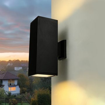 Licht-Erlebnisse Außen-Wandleuchte ONTARIO, ohne Leuchtmittel, Up Down Fassadenstrahler Schwarz H: 30 cm 2x E27 IP54