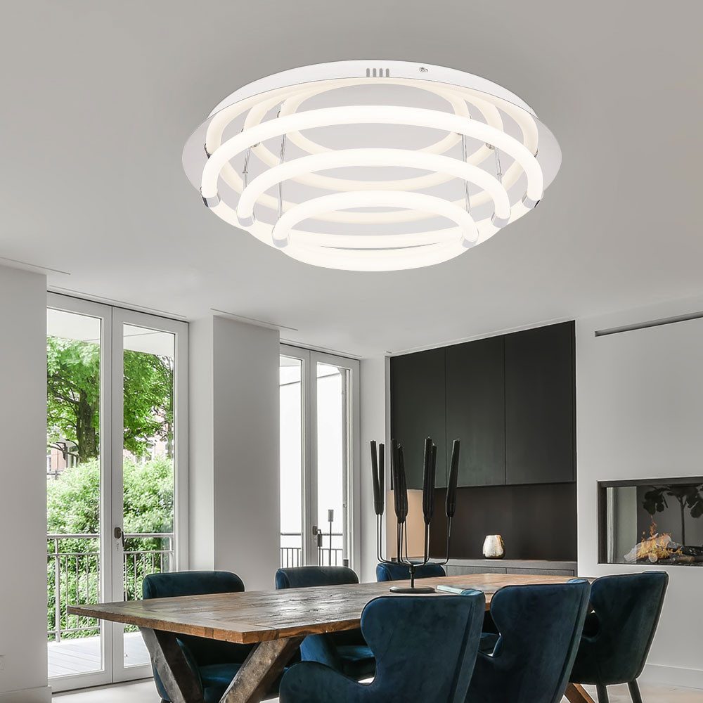 GLOBO LIGHTING LED Deckenleuchte, LED-Leuchtmittel fest verbaut, Warmweiß, LED Deckenleuchte Wohnzimmerlampe Metall weiß Ring-Design D 55 cm
