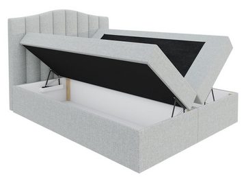 MIRJAN24 Boxspringbett Lindos (Polsterkopfteil, Matratze und Topper), mit 2 Bettkästen, Doppelbett