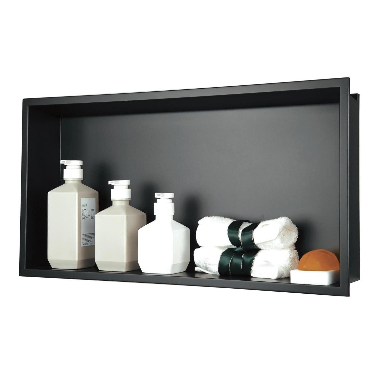 LuxusKollektion Duschablage Wandnische Edelstahl Schwarz 60x30x10cm Easy-Clean, 1-tlg.
