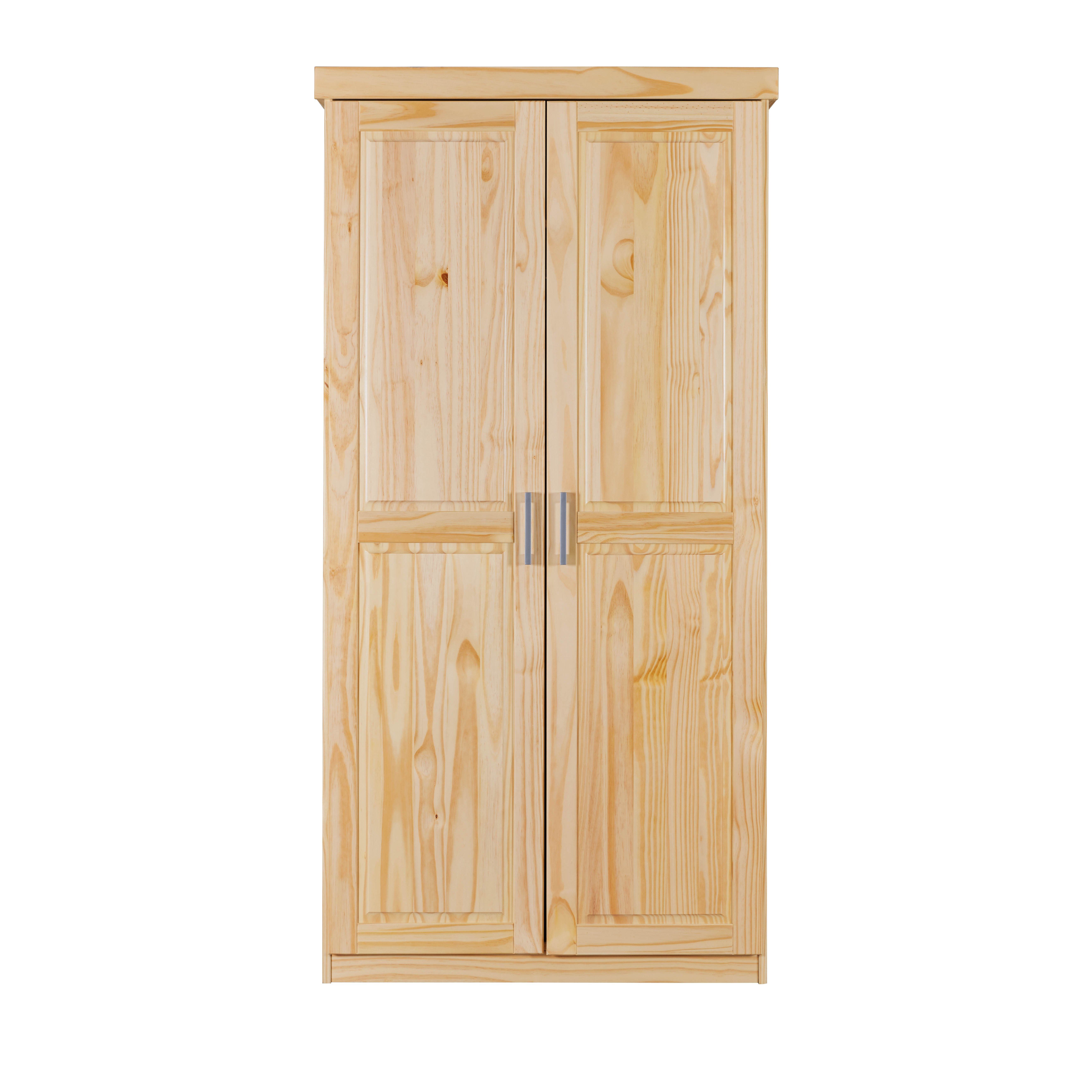 Inter Link Kleiderschrank Leon Massivholz Schrank Landhausstil, Hutablage, Kleiderstange, lackiert