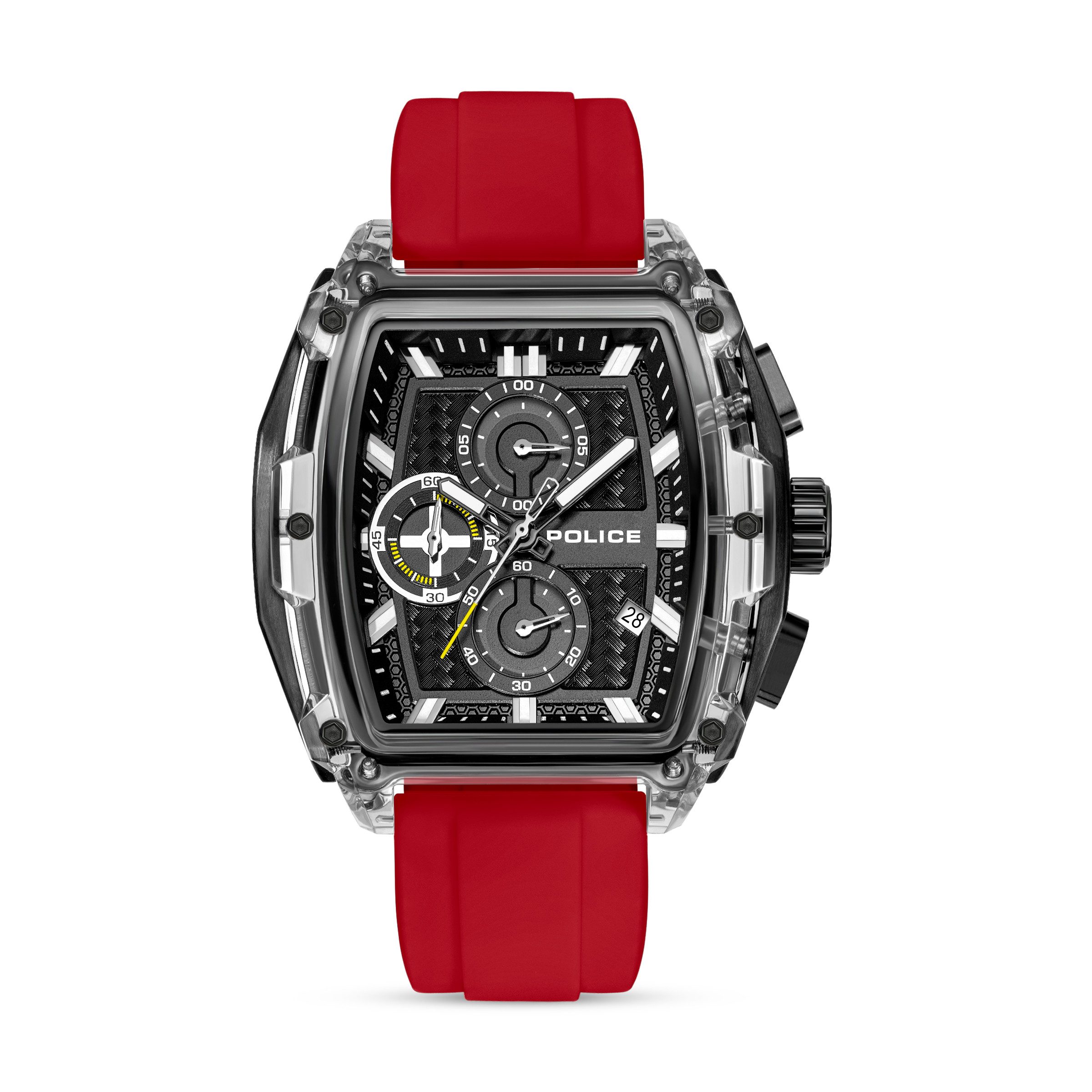 Police Chronograph Clout Tank PEWGO00778X2, (Set, 4-tlg., mit Wechselbändern), Quarzuhr, Armbanduhr, Herrenuhr, Silikonarmband