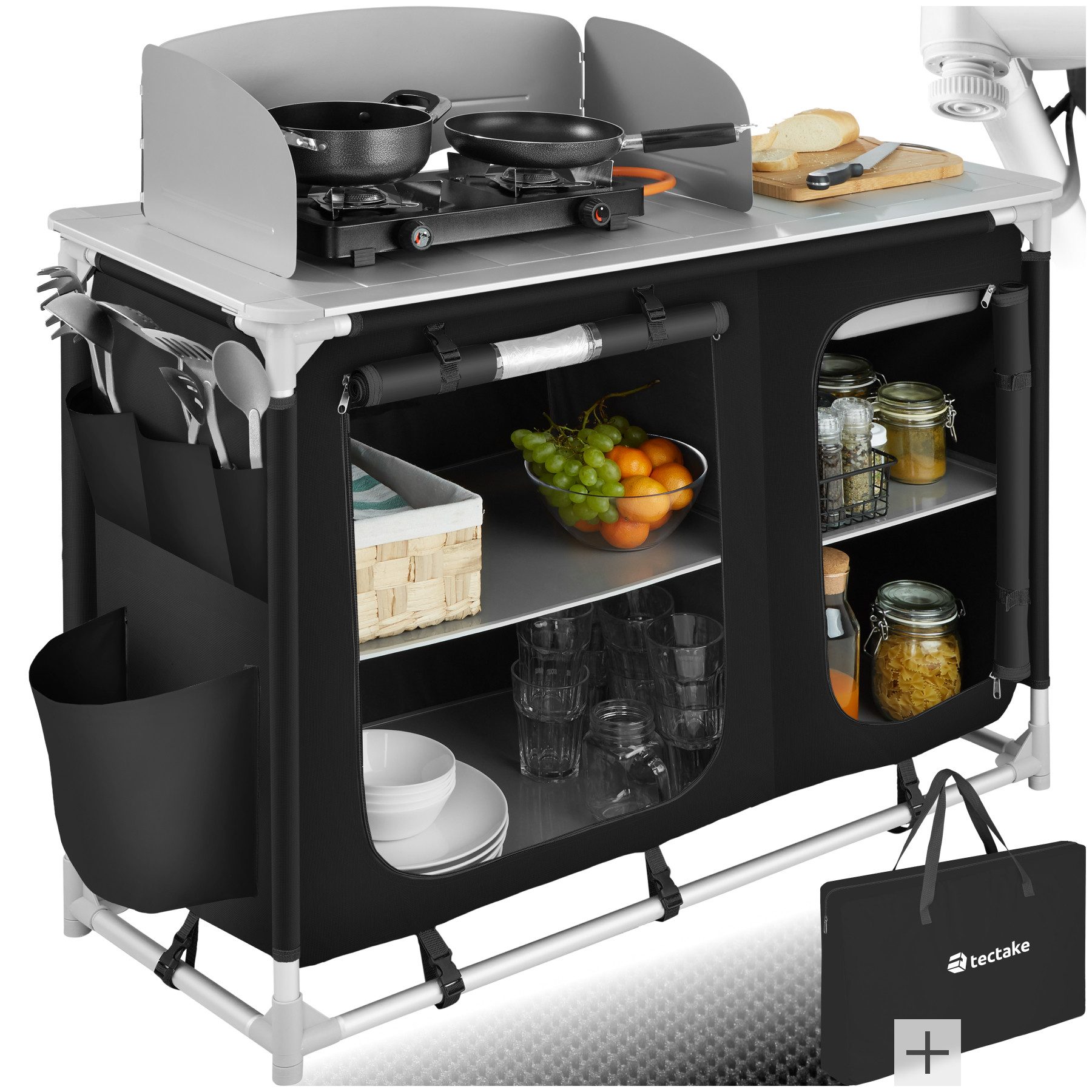tectake Campingtisch Campingküche Luxus mit 4 günstig online kaufen