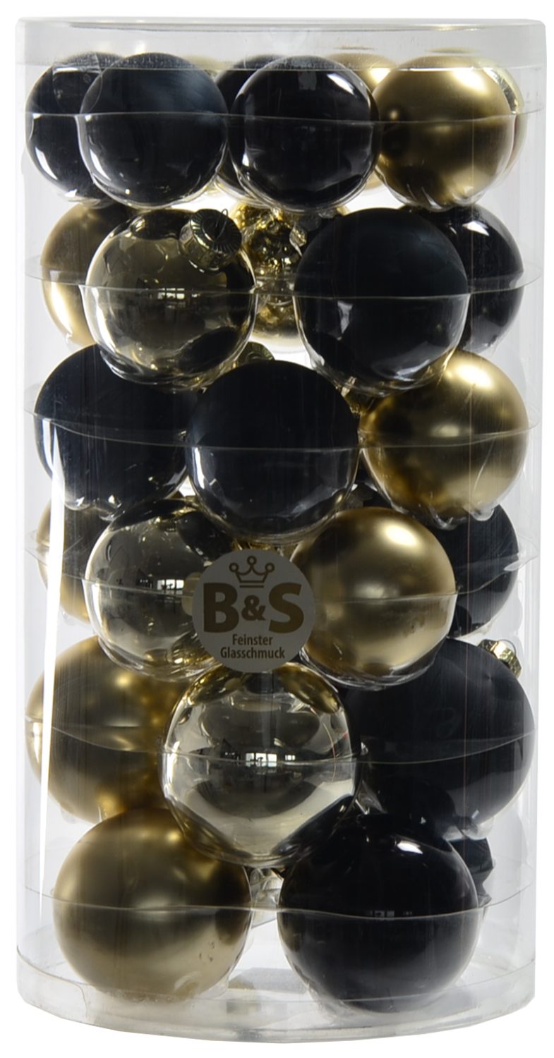 B&S Weihnachtsbaumkugel 31 teiliges Set mit Ø 5, 6 und 7 cm schwarz Mix