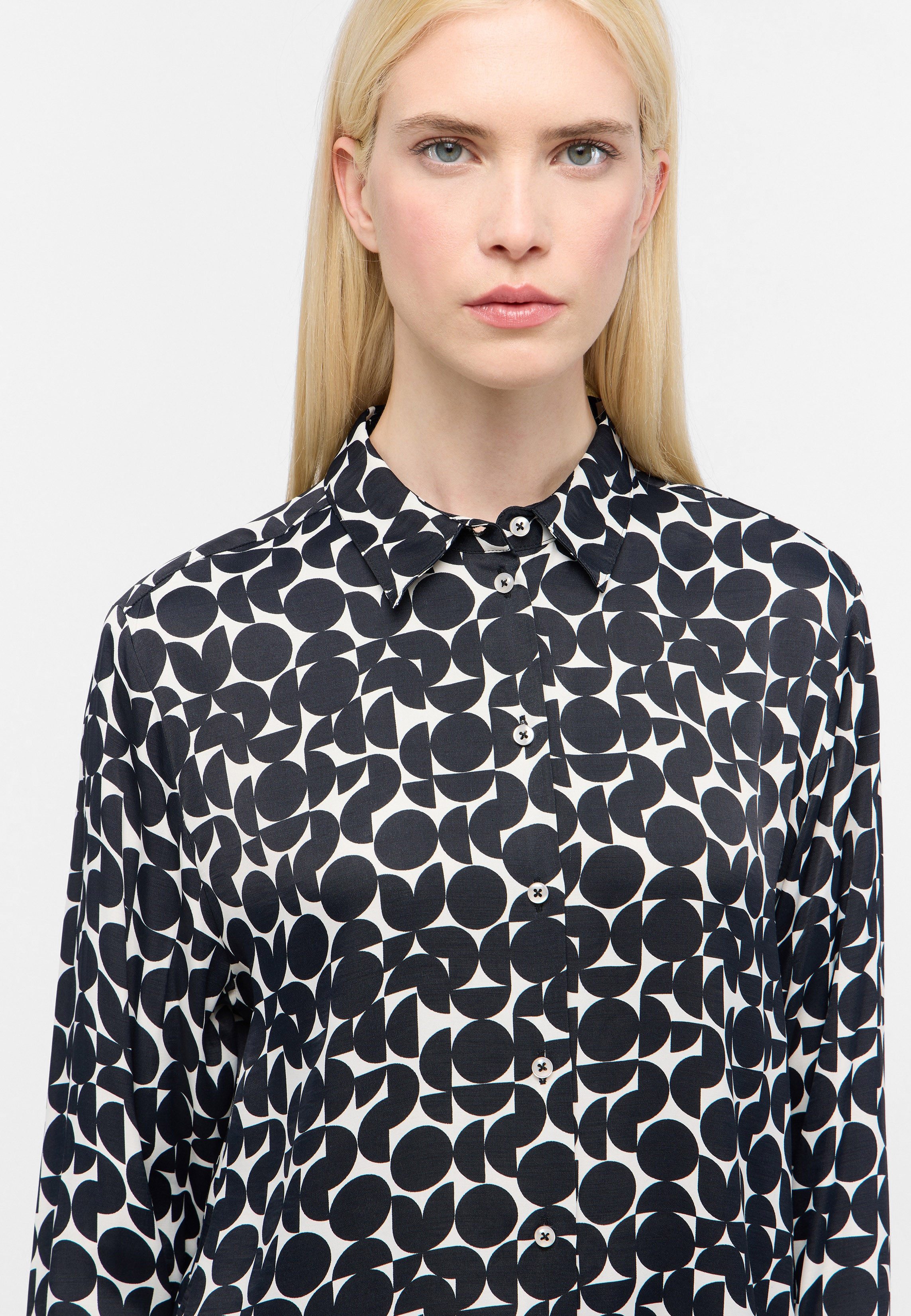 Eterna Blusentop ETERNA LOOSE FIT Langarm Bluse beige-schwarz print 7756-25-D923