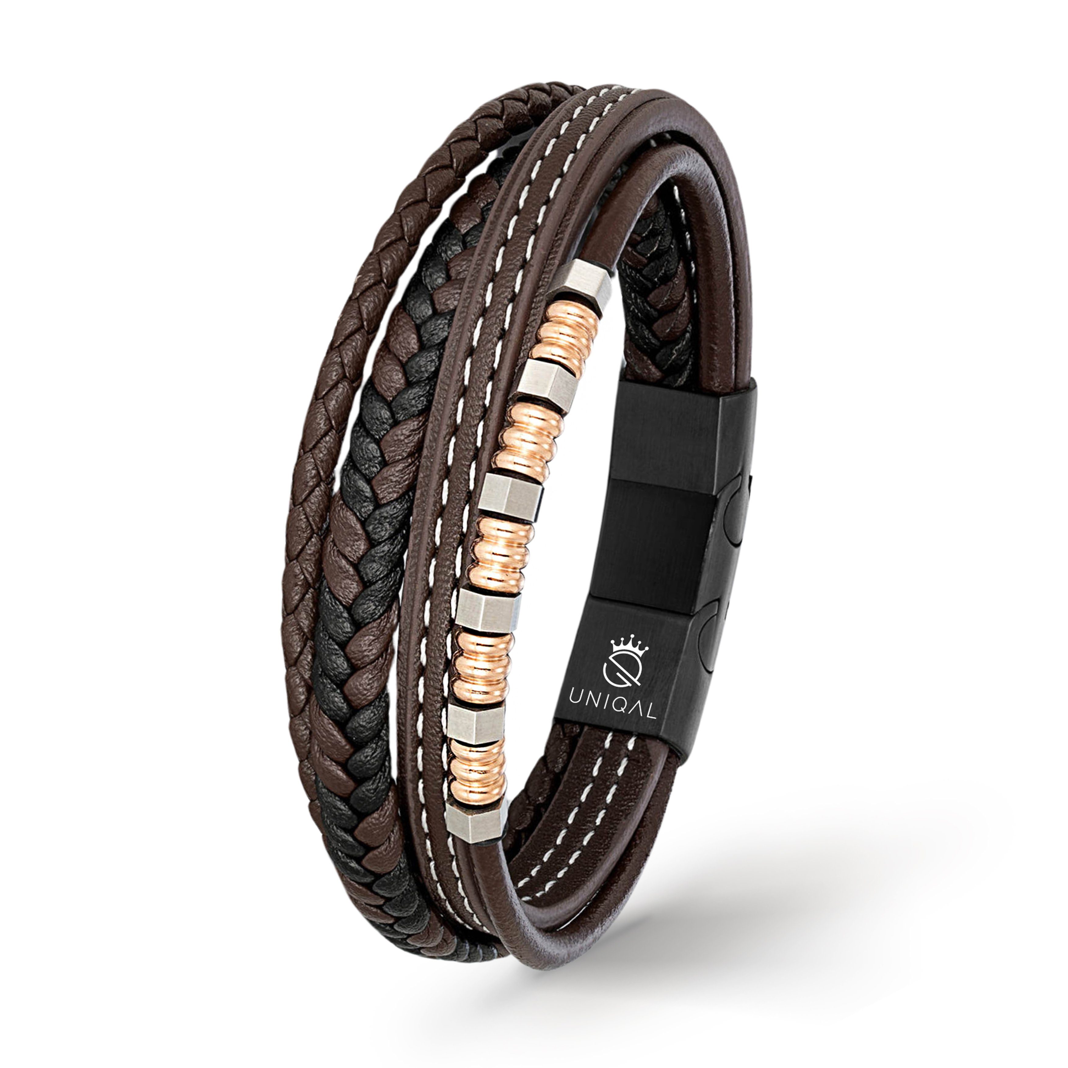 UNIQAL.de Lederarmband Lederarmband Herren "BRICS" geflochten brown black e günstig online kaufen