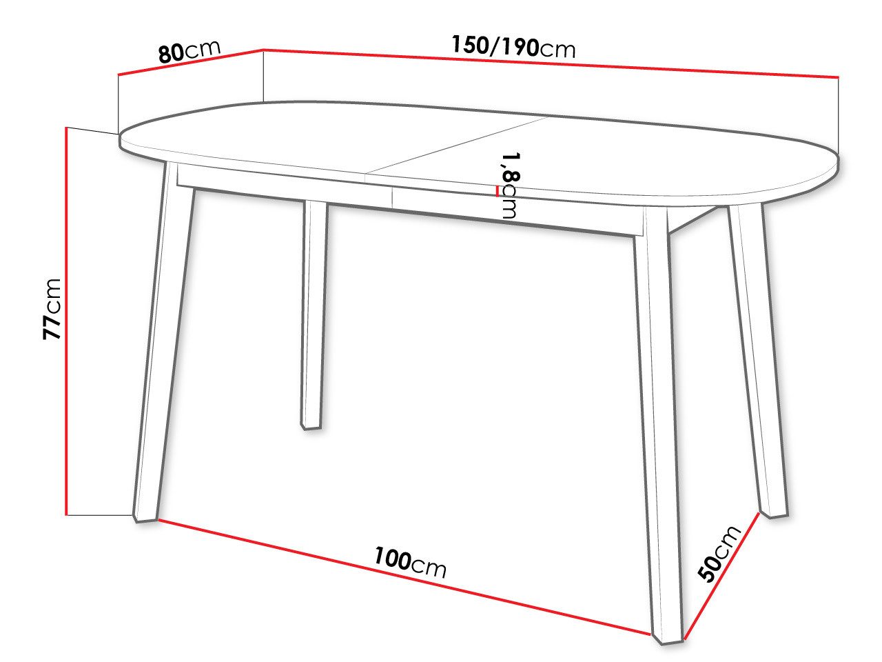 MIRJAN24 Esstisch Klebo S, Beine aus Holz, 150-190x80x77 cm