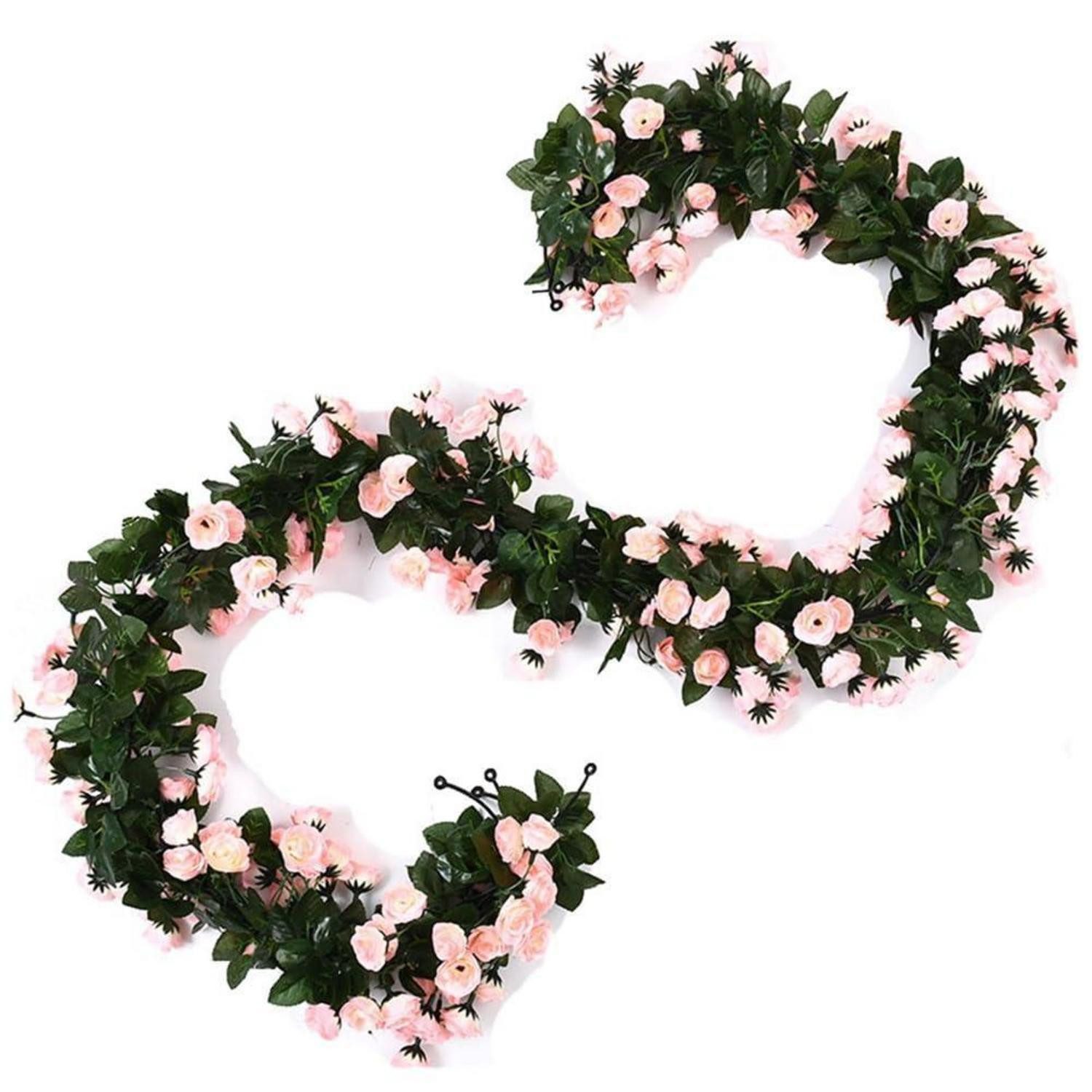 Kunstgirlande Künstliche Rosengirlande 2 Stück 1.8m Rosa, LuxusKollektion, Höhe 10 cm