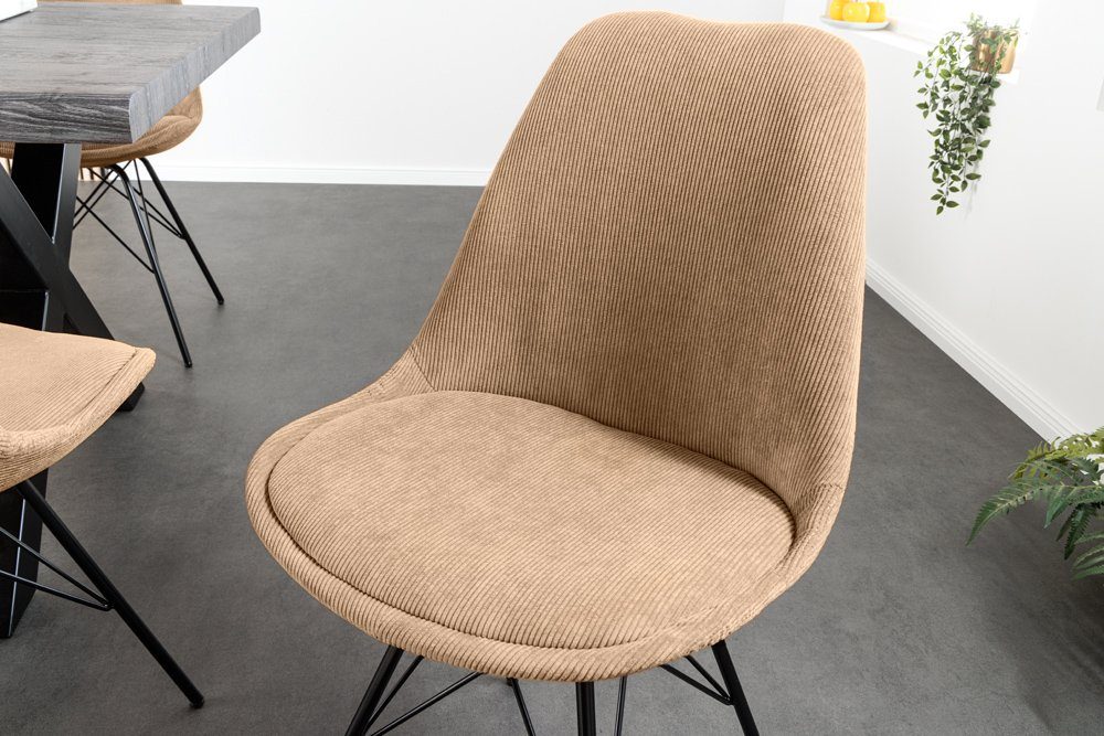 riess-ambiente Polsterstuhl SCANDINAVIA MEISTERSTÜCK · Wohnzimmer / Design schwarz · · braun 1 Metall (Einzelartikel, braun | St), braun Cord · Retro Esszimmer