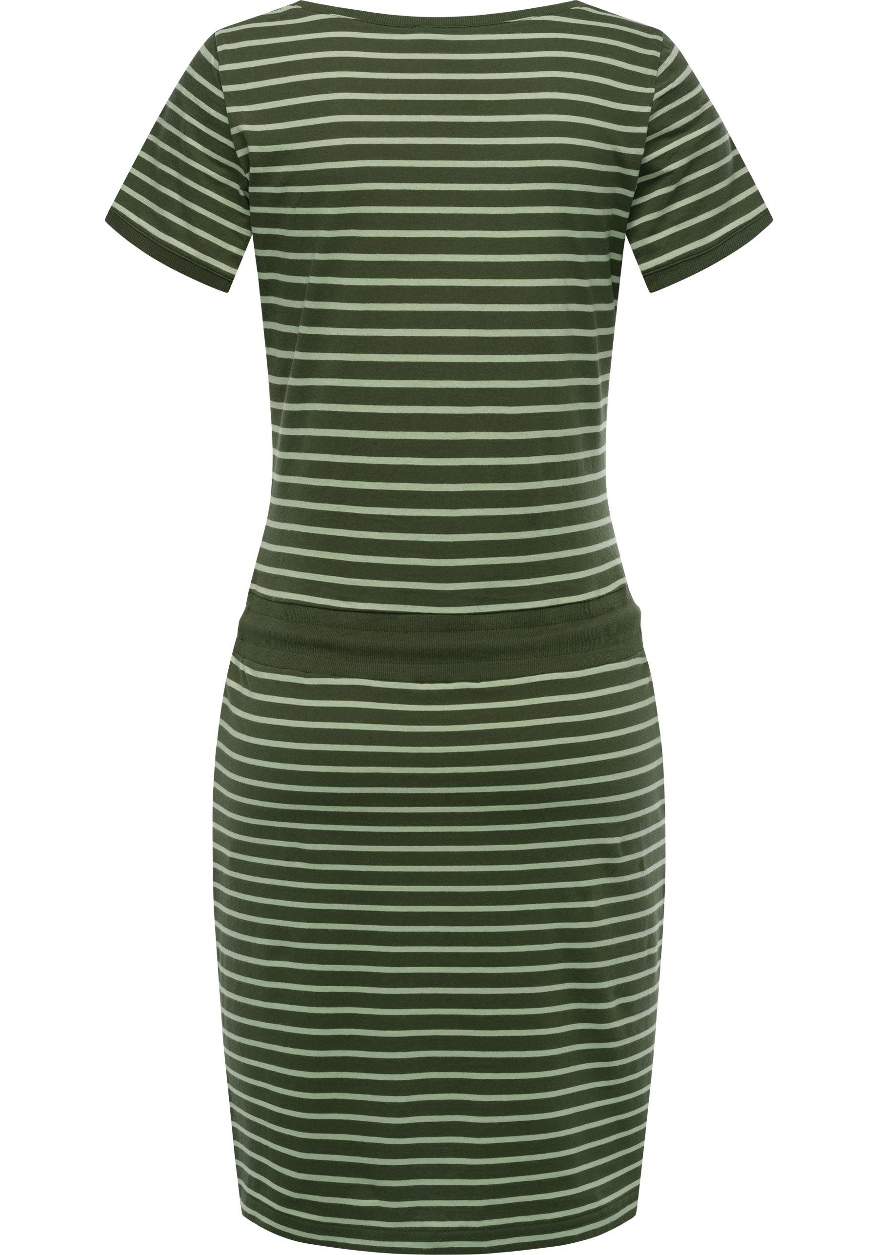 Ragwear Sommerkleid Baomi gestreiftes Damen Minikleid mit Taillenkordel und Taschen