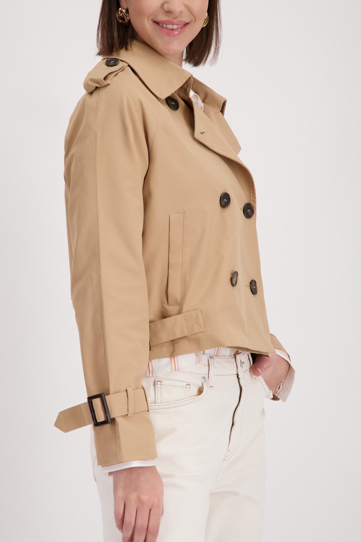 Monari Kurzjacke Trench kurz Regular fit mit stilvollen Knöpfen