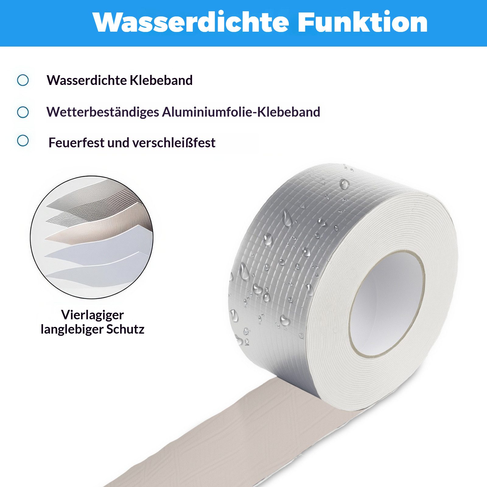 BlingBin Dichtungsband Selbstklebendes Aluminium Butyl-Reparaturband, (1 Stück, 1-St., 5 cm x 5 m x 1 mm), wasserdicht zum Abdichten und Befestigen gegen Undich – Bild 3 von 5