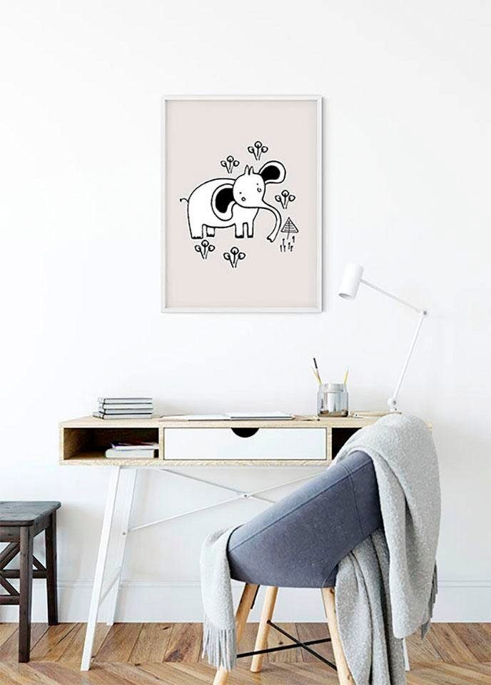 Komar Poster Scribble St), Wohnzimmer Elephant, (1 Kinderzimmer, Schlafzimmer, Tiere