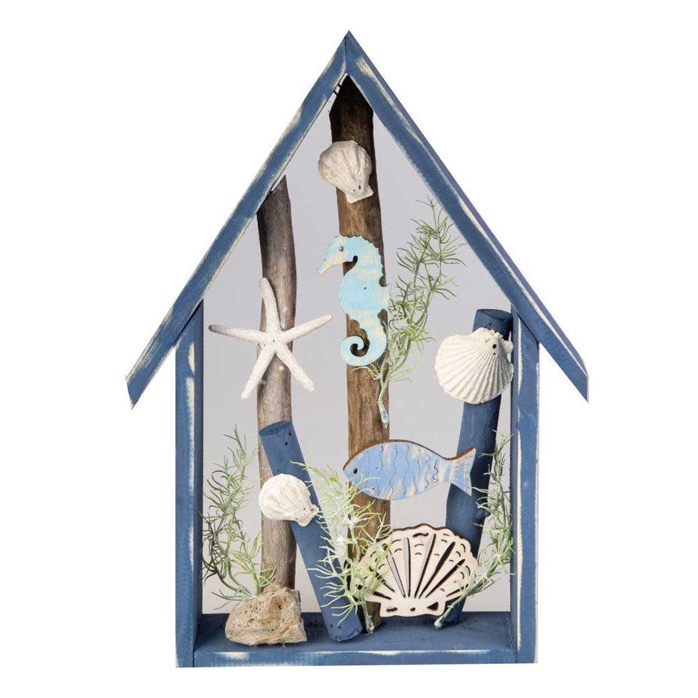 MICA Dekoobjekt Wandbild - Haus - Ozean - blau/weiß - ca. 28 x 6 x 38 cm. € 12,99