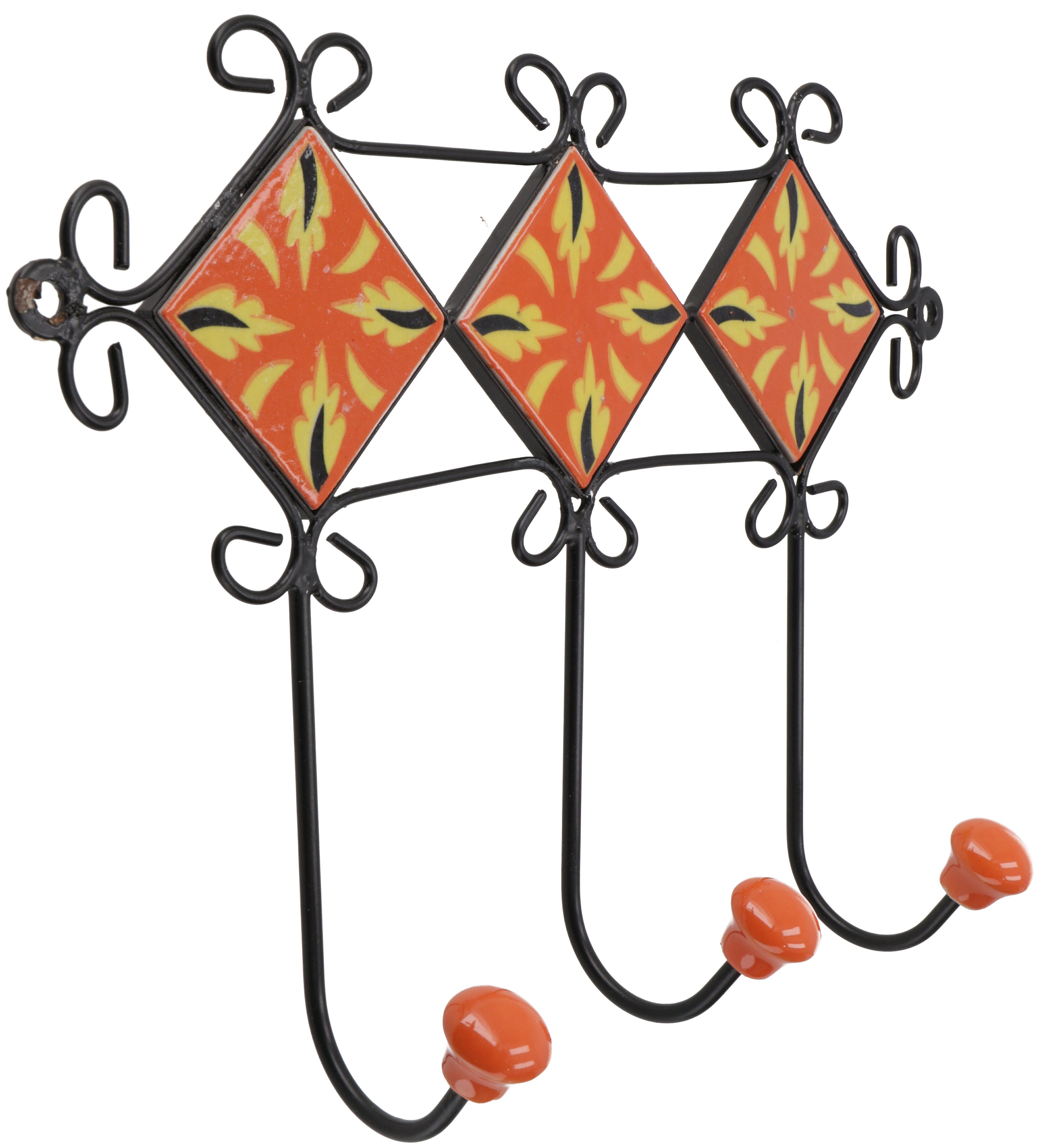 Guru-Shop Kleiderhaken Dreier Garderoben Haken, Boho Wandhaken mit..