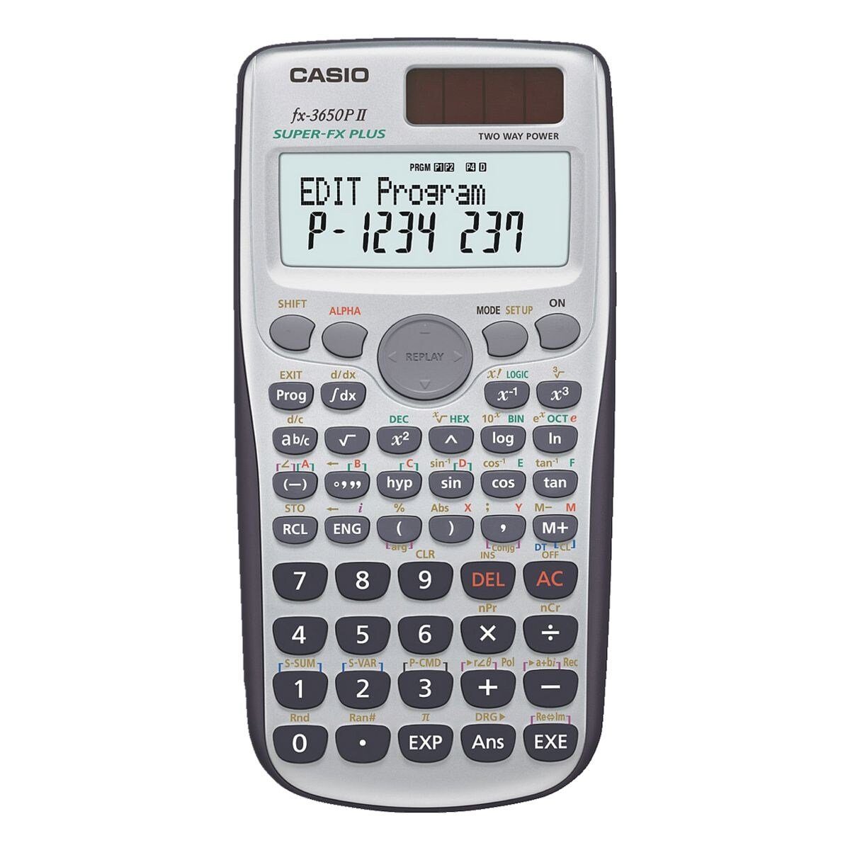 CASIO Taschenrechner FX-3650PII, Display mit 2 Zeilen à 16 Zeichen + 1  Zeile à 10 Zeichen