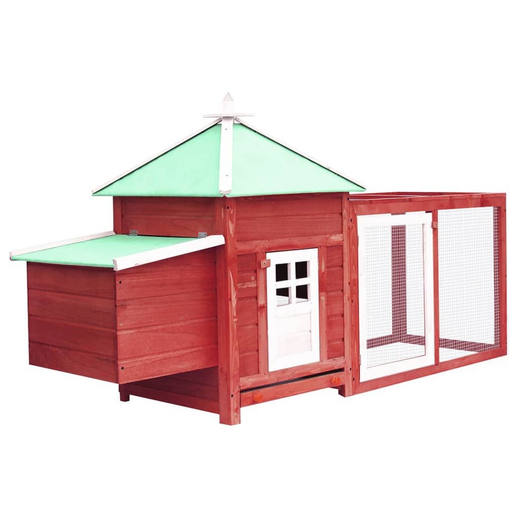vidaXL Hühnerstall, Hühnerkäfig mit Hühnernest Rot 190x72x102 cm Tanne Massivholz