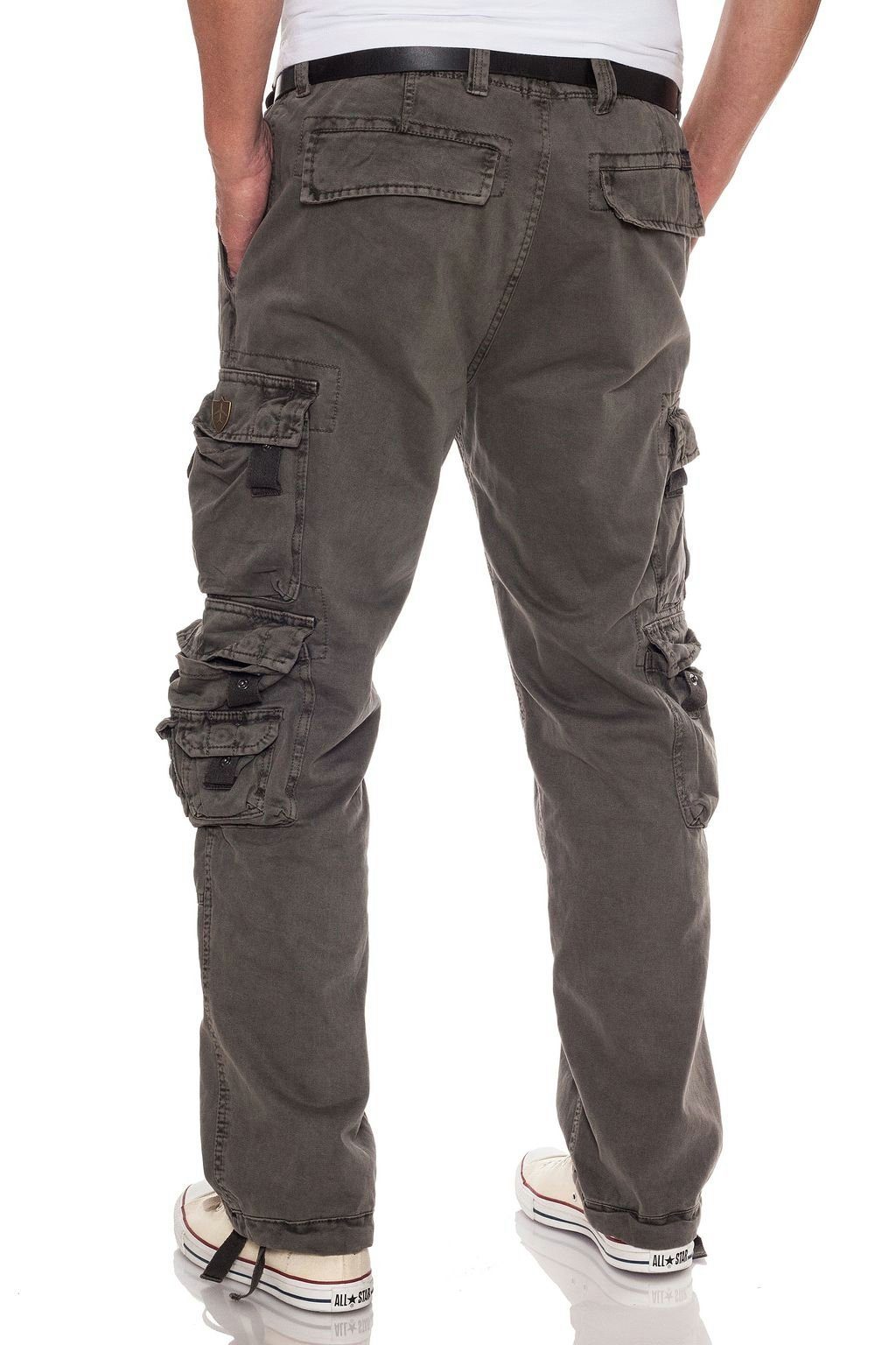 Jet Lag Cargohose Bikerhose mit Straight Taschen Dark Grey vielen Fit