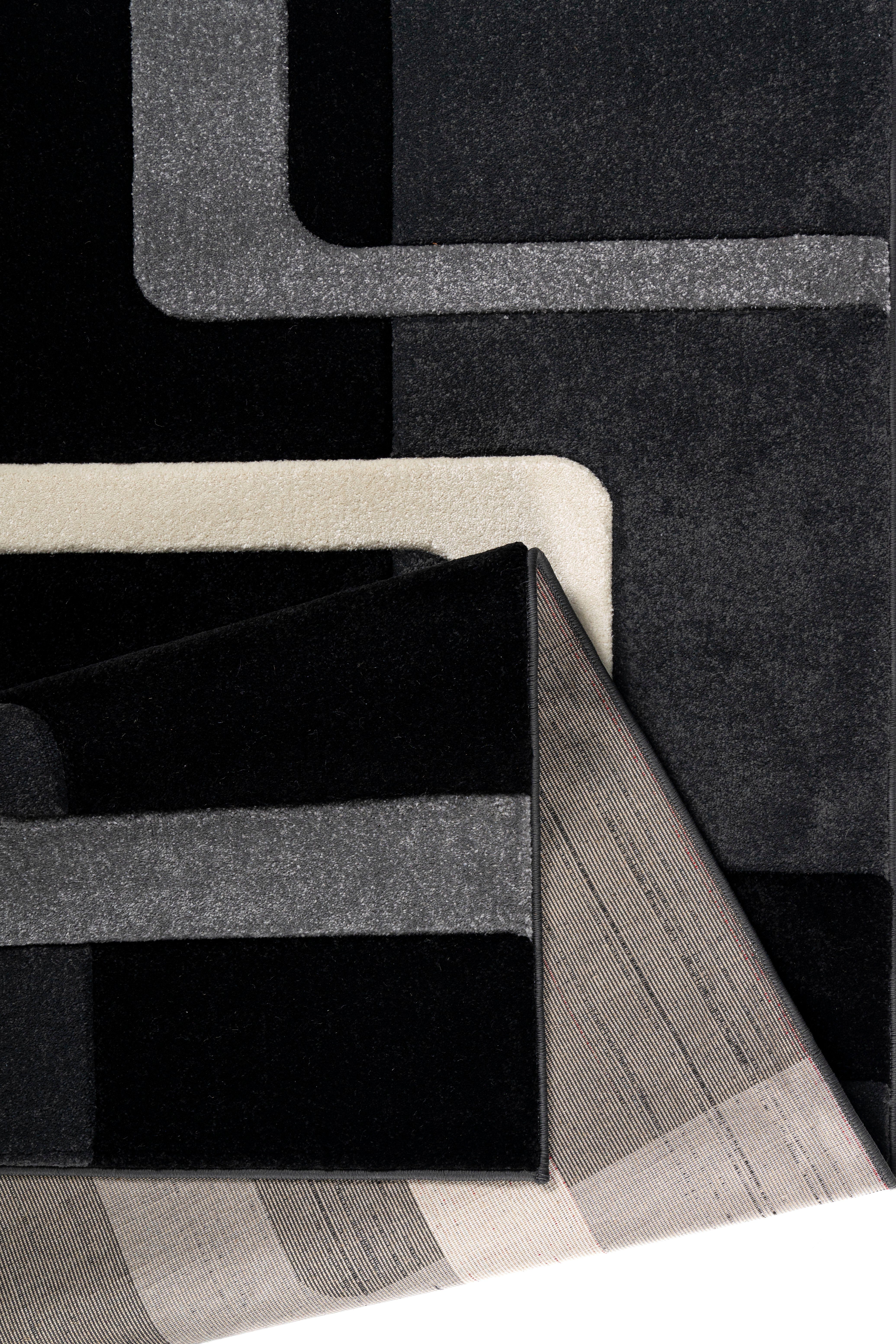 Teppich Maxim, my schwarz rechteckig, home, Höhe: 3D-Design Kurzflor, Hoch-Tief-Effekt, 13 mm