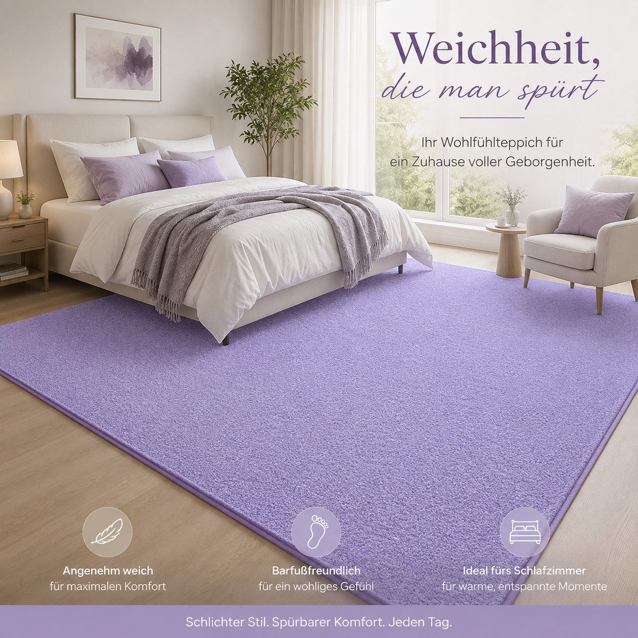 Lochas Designteppich Kurzflor Teppich Uni Schwarz – Weich, rutschfest & waschbar – Bild 2 von 5