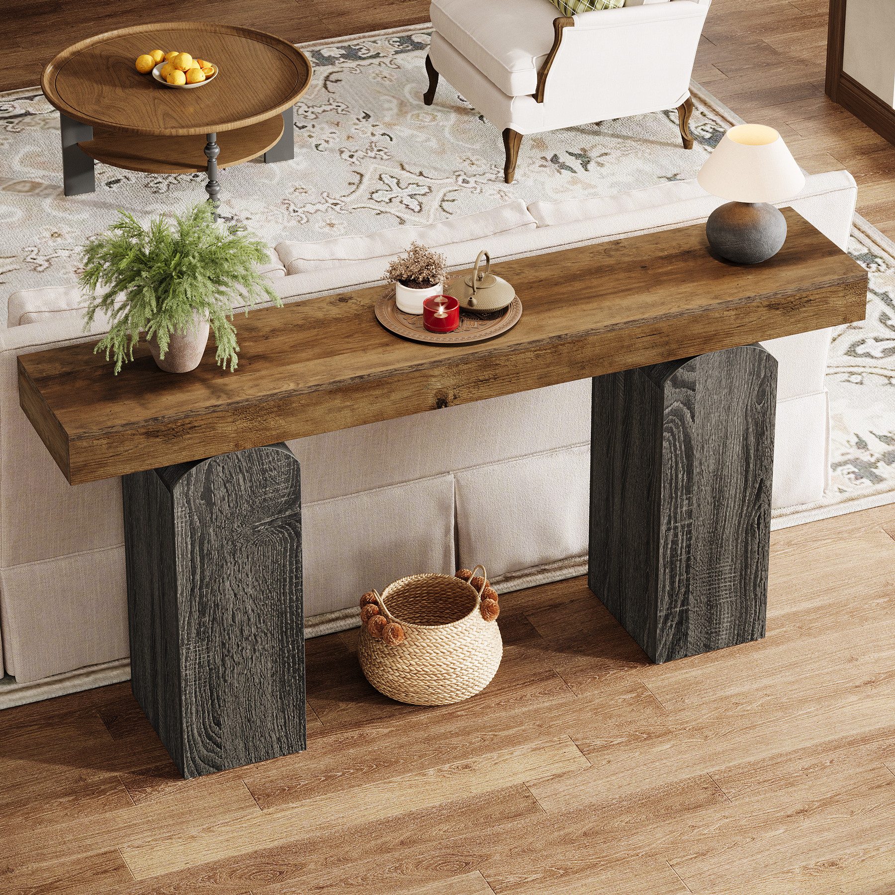 Tribesigns Konsolentisch 160 cm langer Flurtisch, hölzerne Konsolentisch im Landhausstil