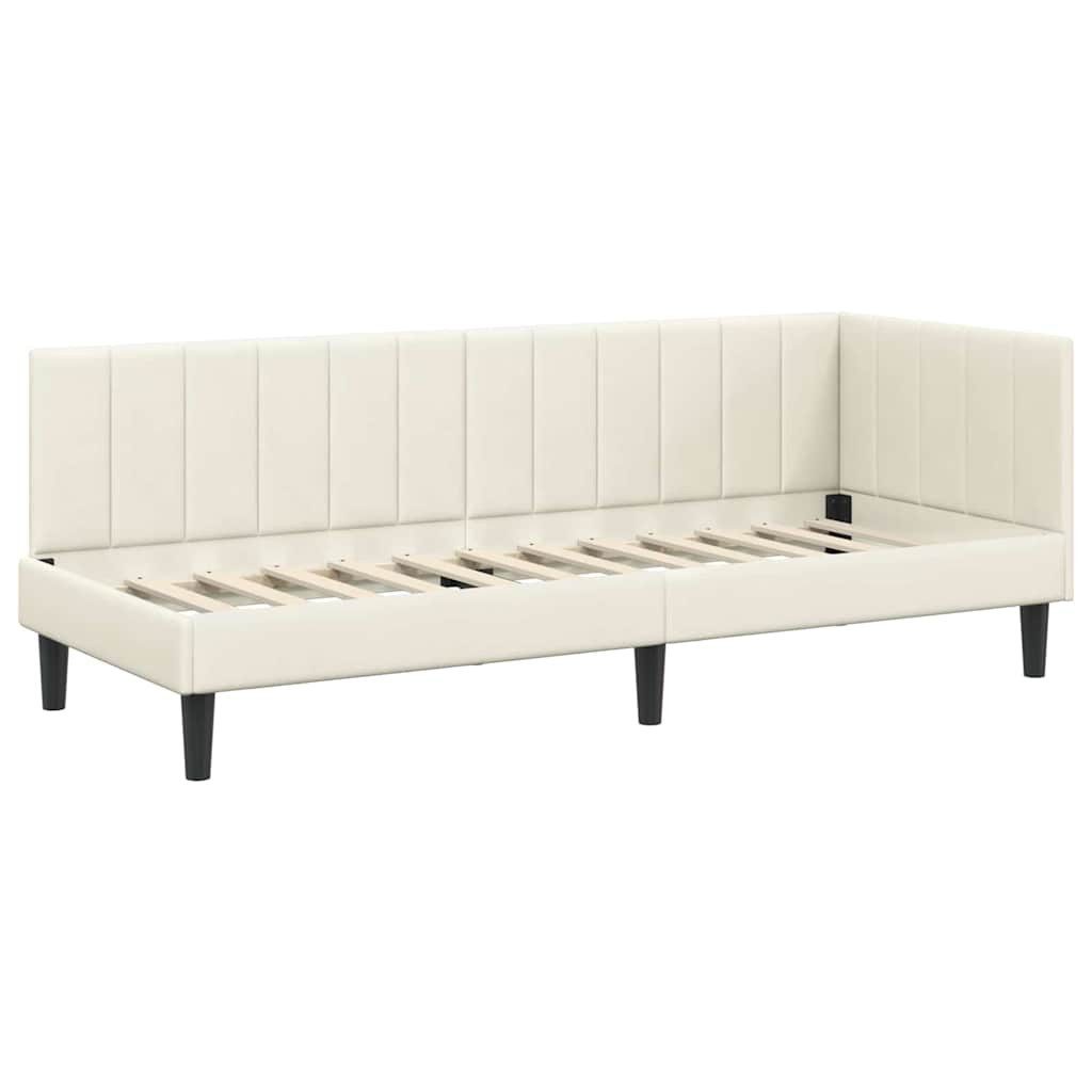vidaXL Bett Eckbettgestell mit Kopfteil Creme 80 cm x 200 cm Stoff (1-tlg) günstig online kaufen