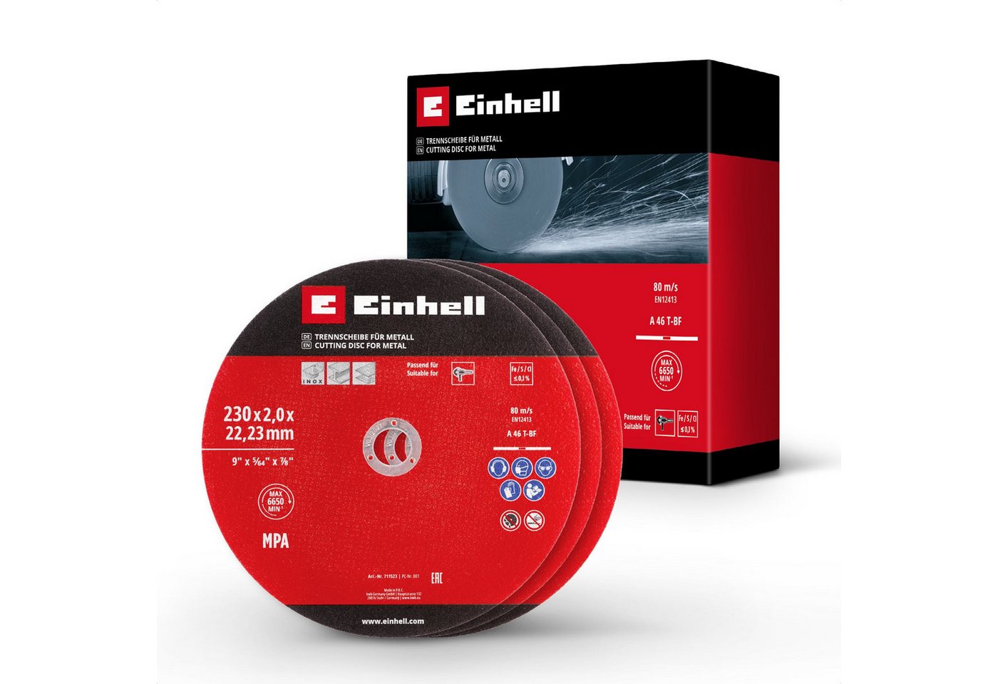 Einhell Trennscheiben Original Einhell 3-tlg. Dünntrennscheiben-Set für Metall, Ø 230 mm (2, (3-tlg), Original Einhell 3-tlg. Dünntrennscheiben-Set für Metall, Ø 230 mm (2