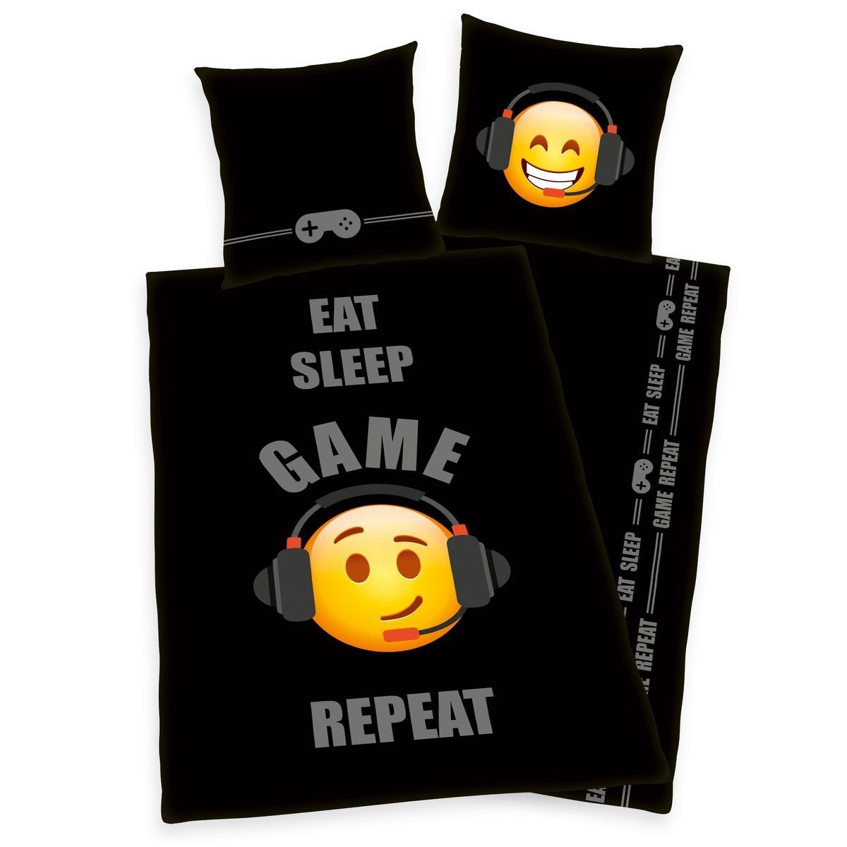 Herding Bettwäsche Emoticon 135x200cm Eat Sleep günstig online kaufen